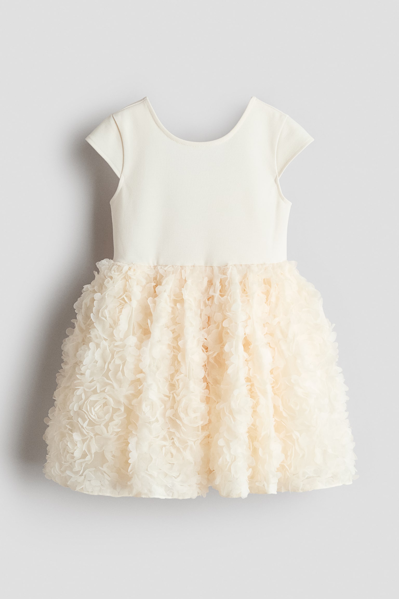 Kleid mit Blütenapplikationen - Cremefarben - 1