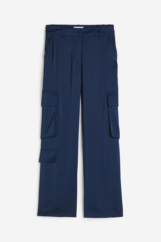 Satin cargo trousers - Navy blue/Black - 2