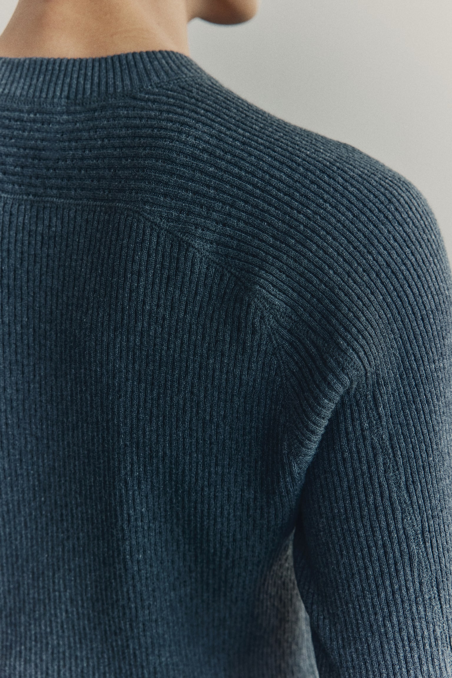 Bawełniany sweter w prążki Regular Fit - Ciemnoszary - 3