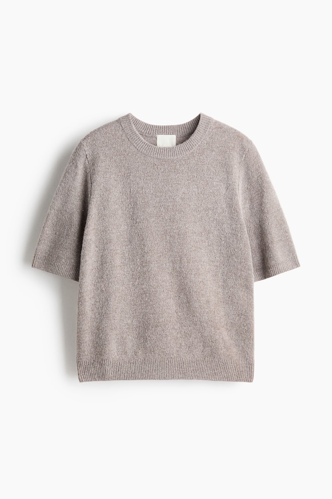 Knitted T-shirt - Greige marl/Beige marl/Light dusty pink/Dark purple/Powder pink/Navy blue/Dark grey marl/Light yellow - 1