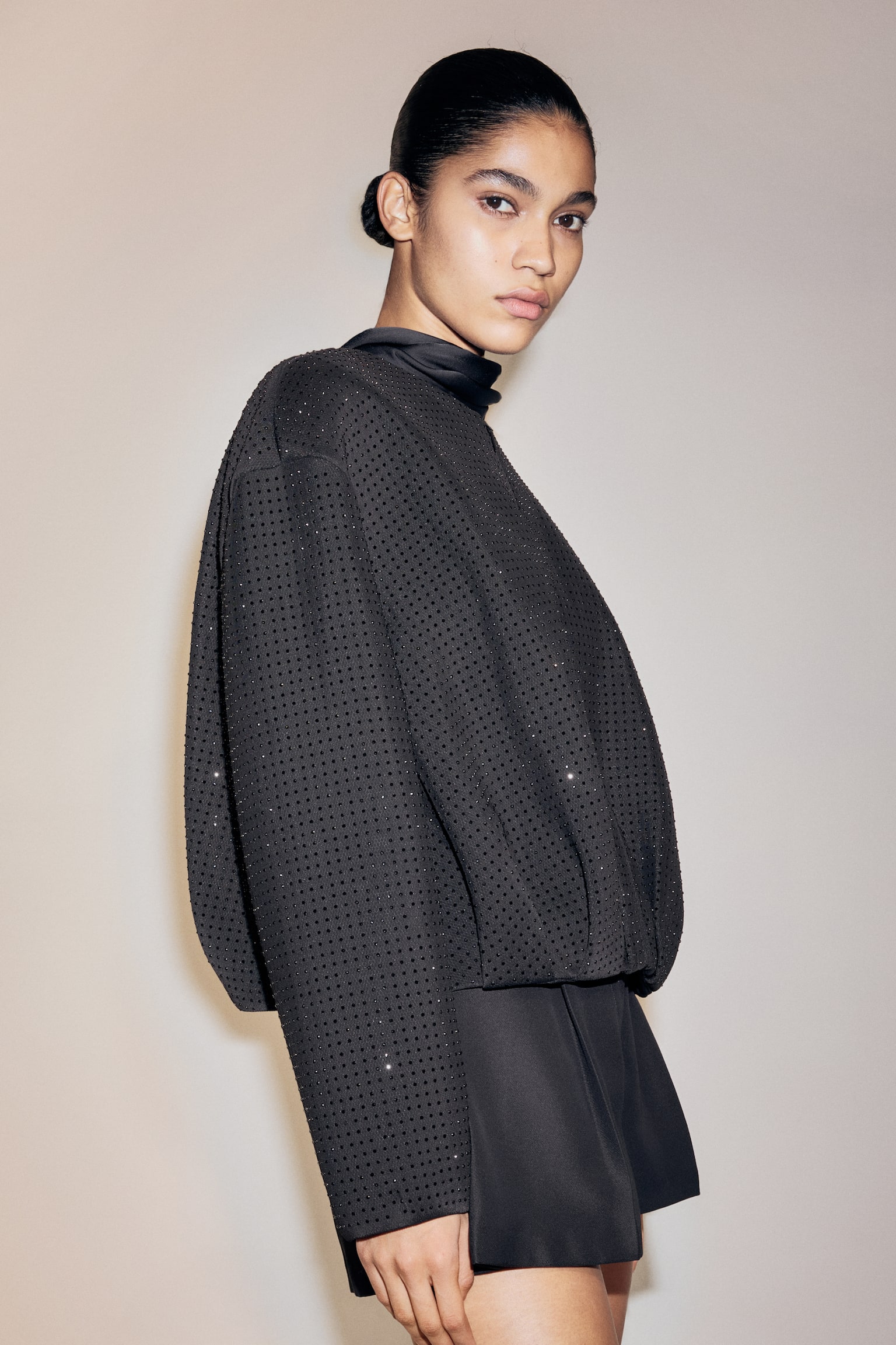 Rhinestone-embellished bomber jacket - Black - 4