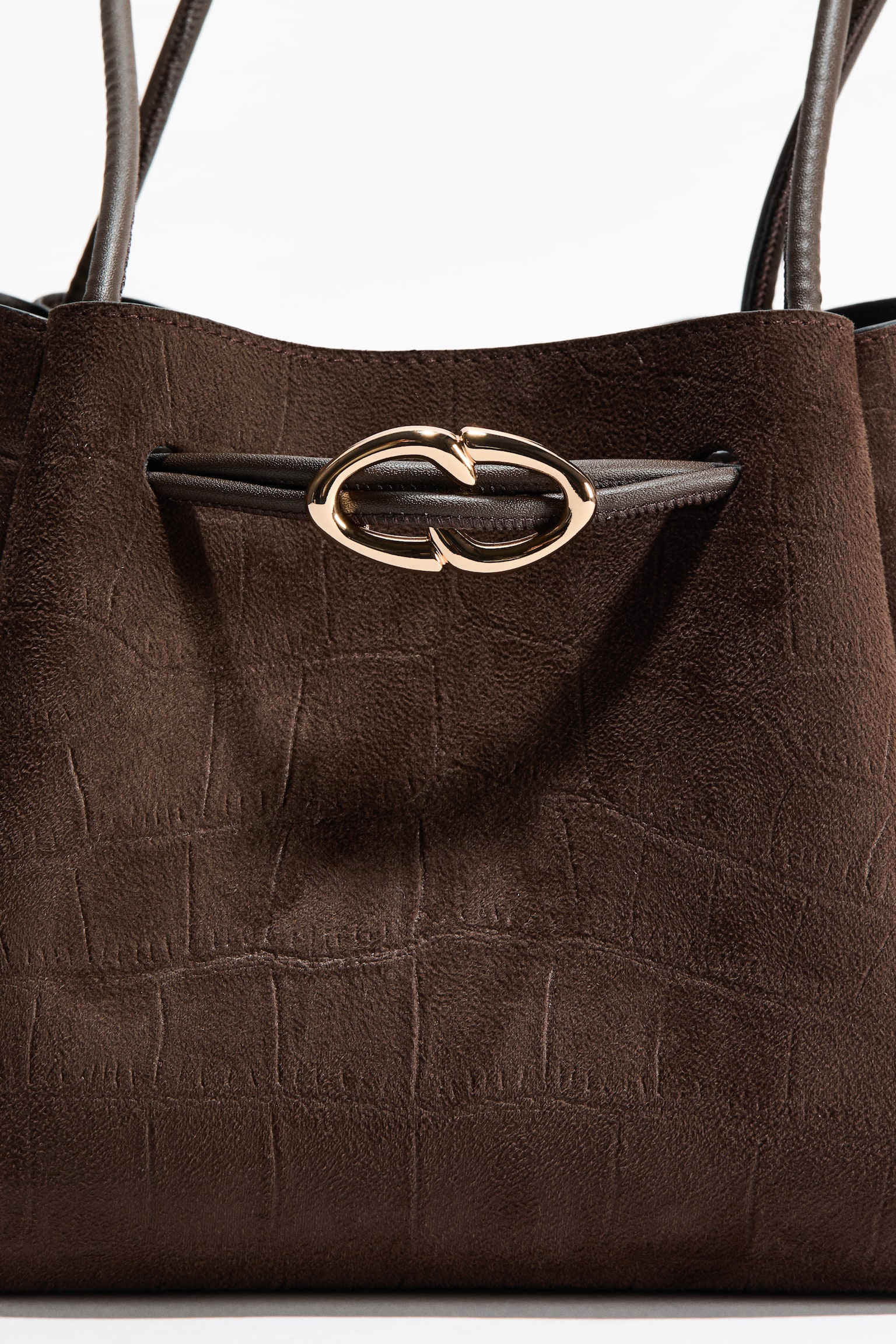 Drawstring-detail shoulder bag - Dark brown/Brown/Beige - 3