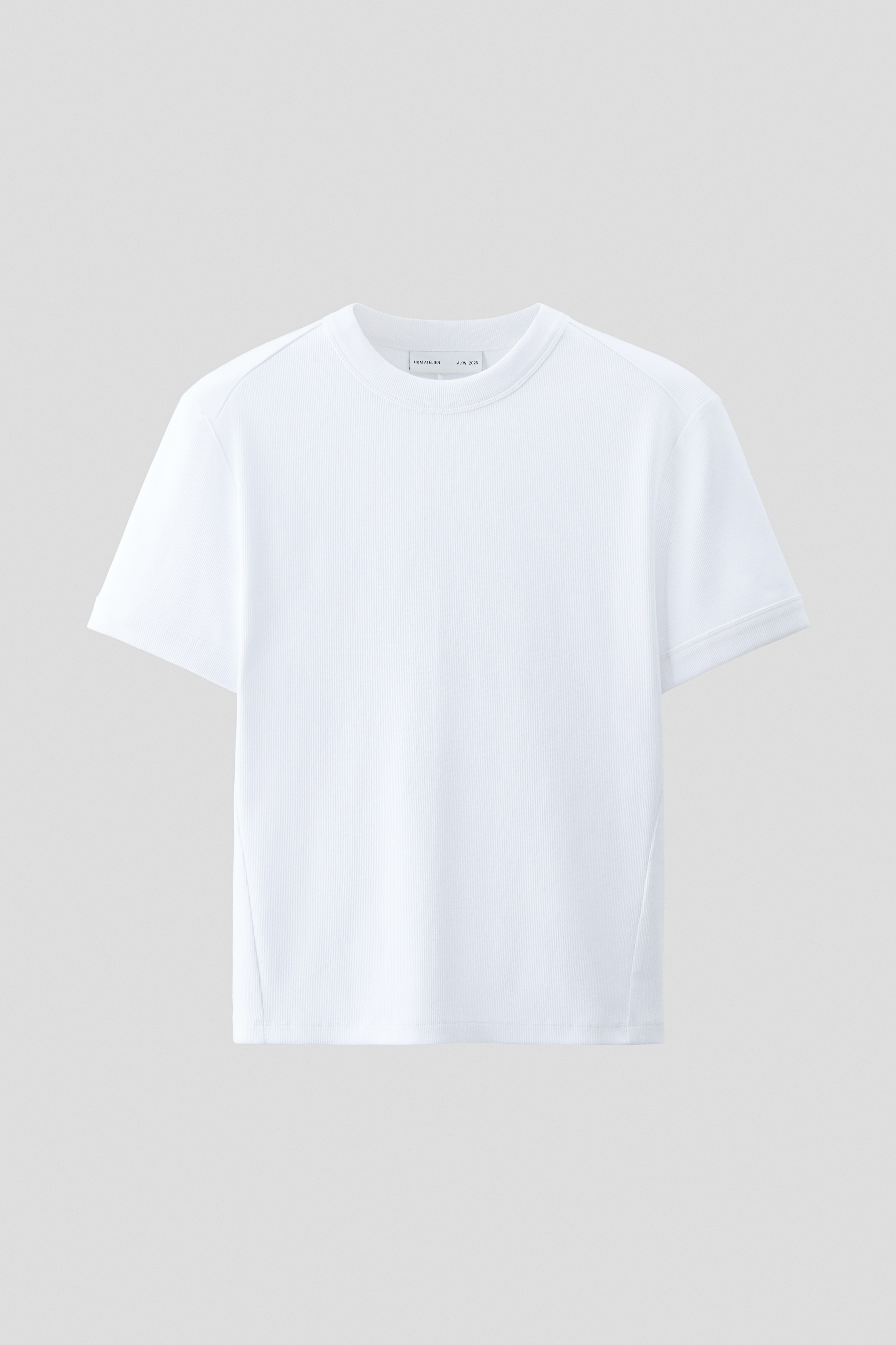 Ribbet T-shirt i bomuld - Hvid/Sort