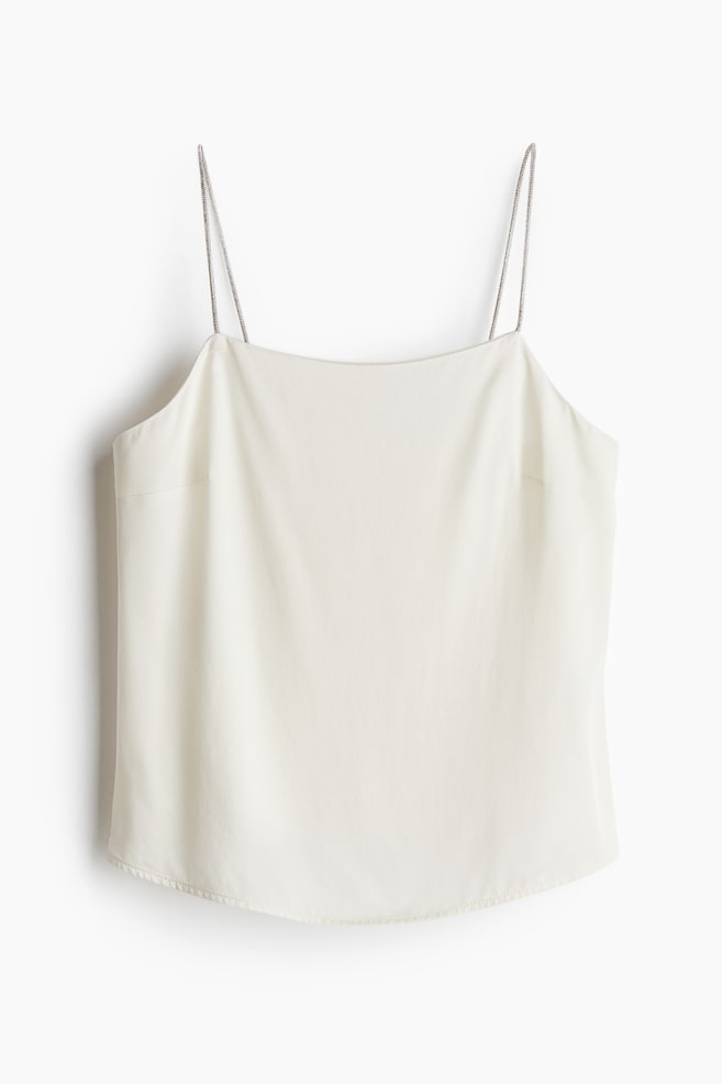 Rhinestone-strap top - White - 1