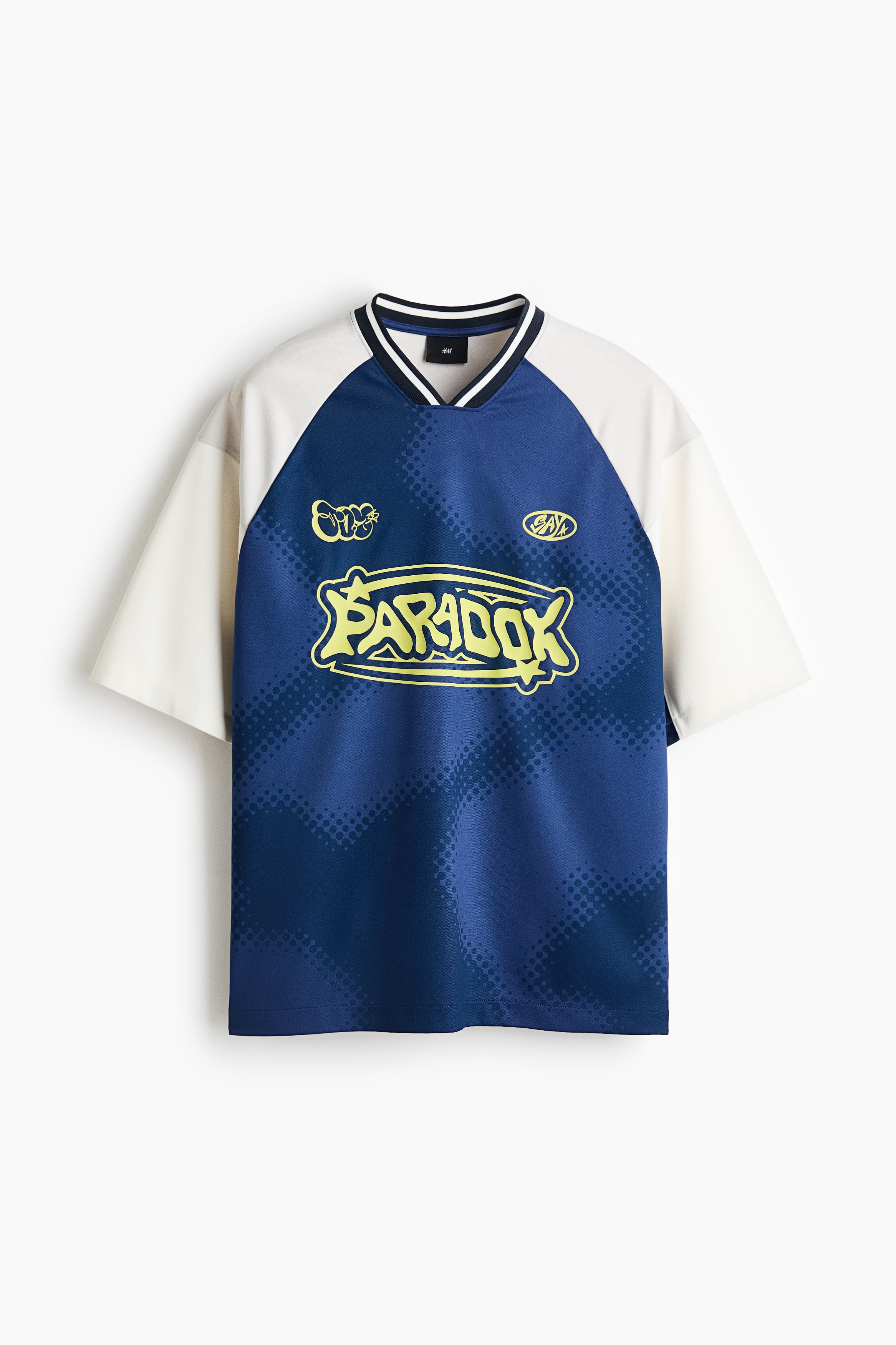 ルーズフィット プリントメッシュTシャツ - ブルー／Paradox/ホワイト／So what