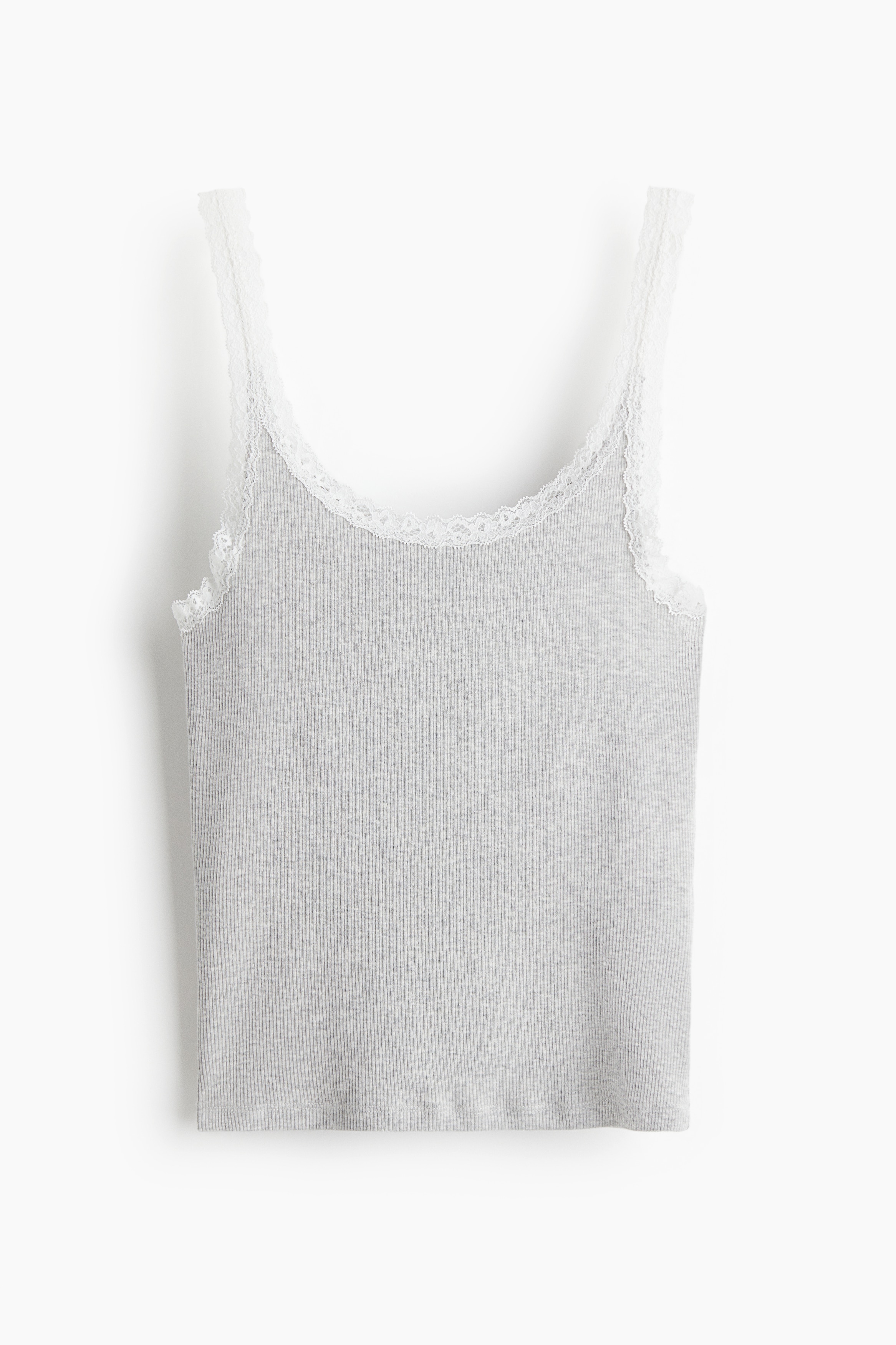 Lace-Trimmed Tank Top - Gray melange/Light green/Navy blue/Light blue/Light pink/Dusty rose/White/floral/White/dotted/Black