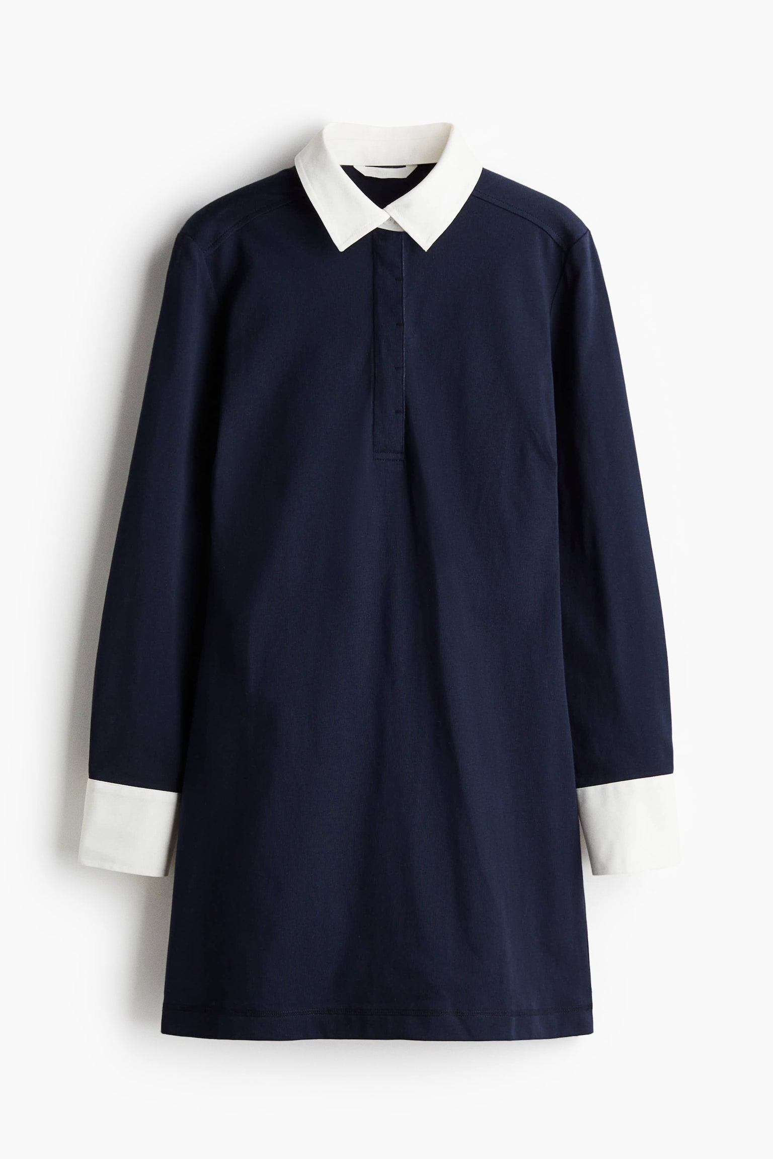 롱 슬리브 럭비 드레스 - 네이비 블루 - 2