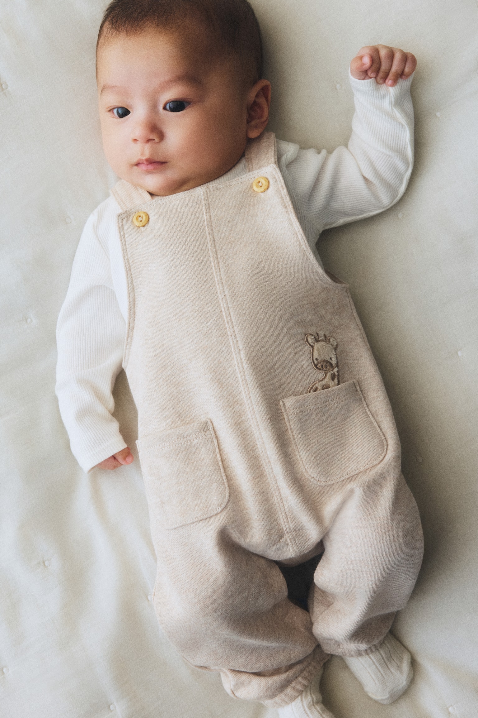 2-piece cotton set - Light beige/White/Light beige/White - 1