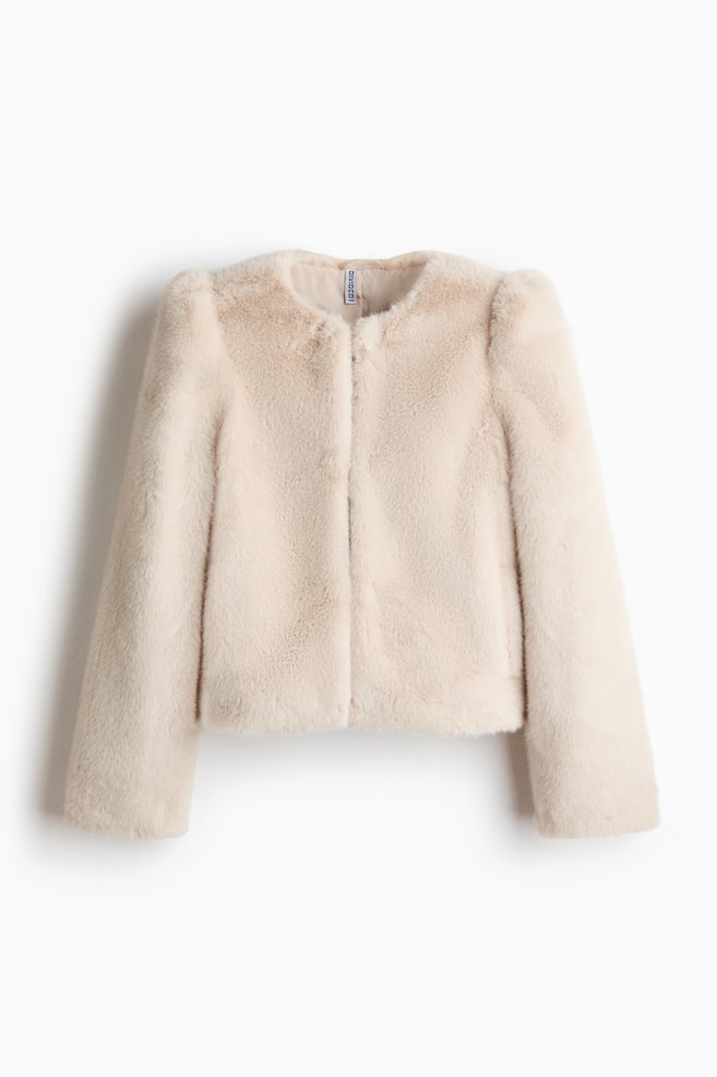 Fluffy jacket - Light beige/Black - 1