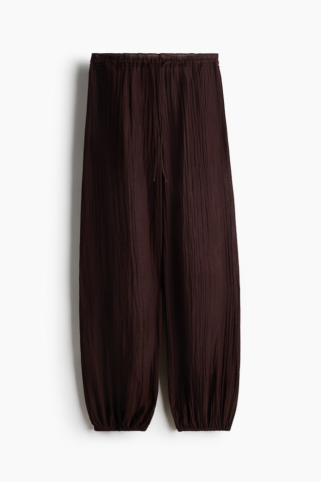 Balloon-Leg Pants with Drawstring - Dark brown/Black/Dusty orange - 1