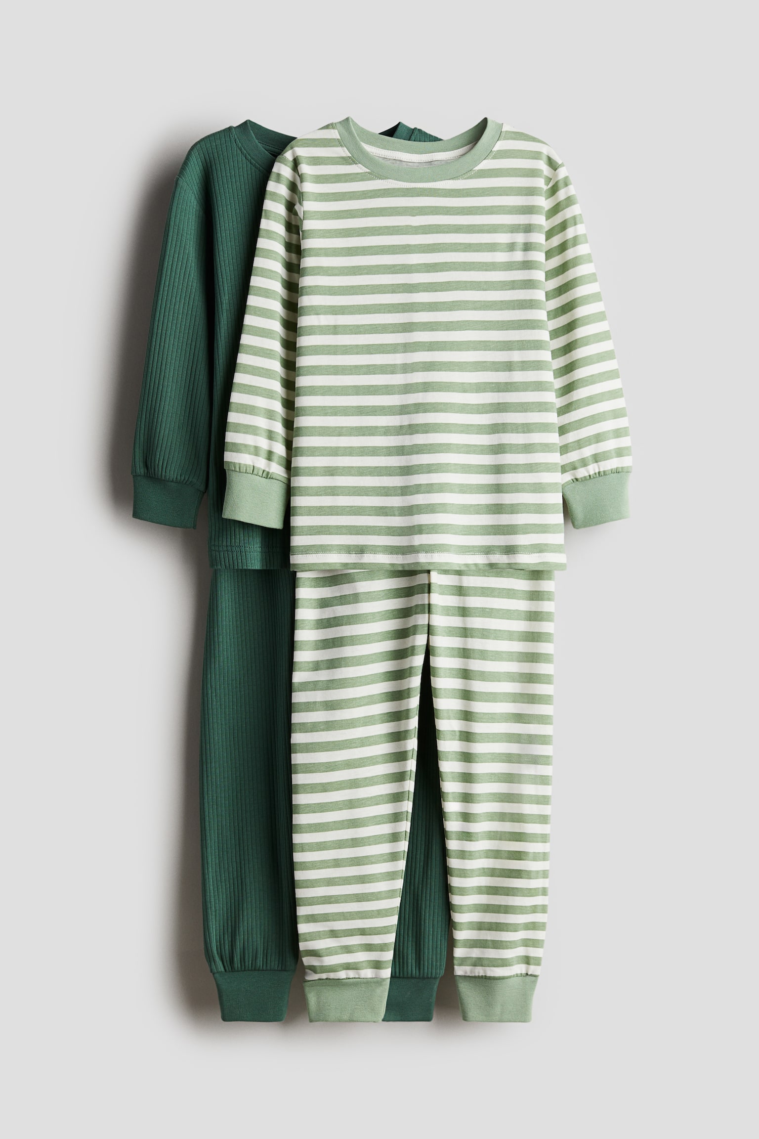 2-pack printed cotton pyjamas - Light green/Striped/Dark grey/Space/Light blue/Patterned - 1