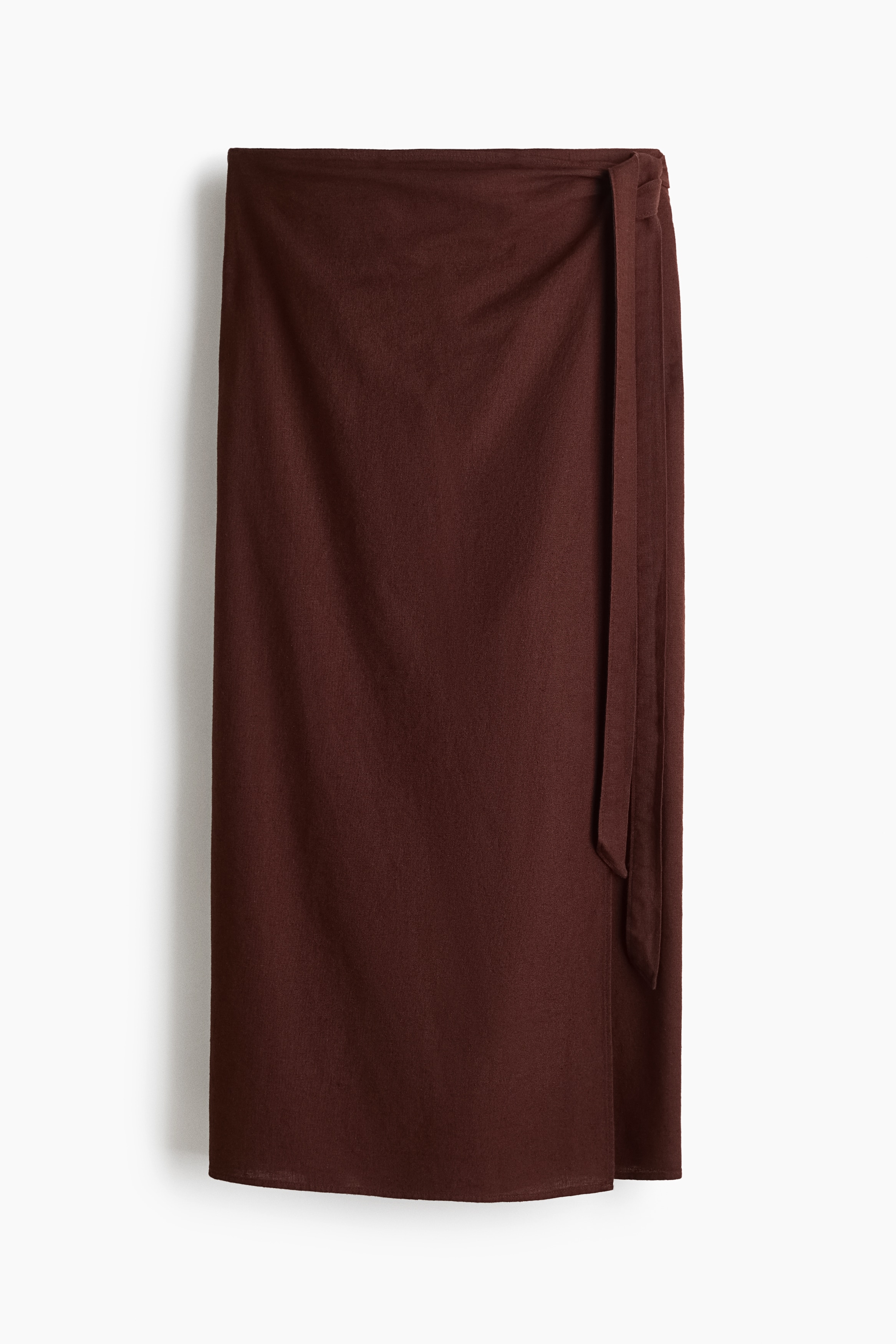 Linen-blend wrap skirt