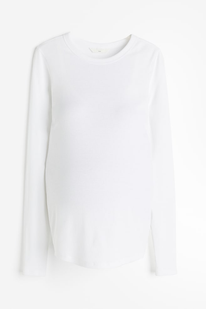 MAMA Top en jersey côtelé - Blanc/Noir/Grège/Beige clair chiné - 2