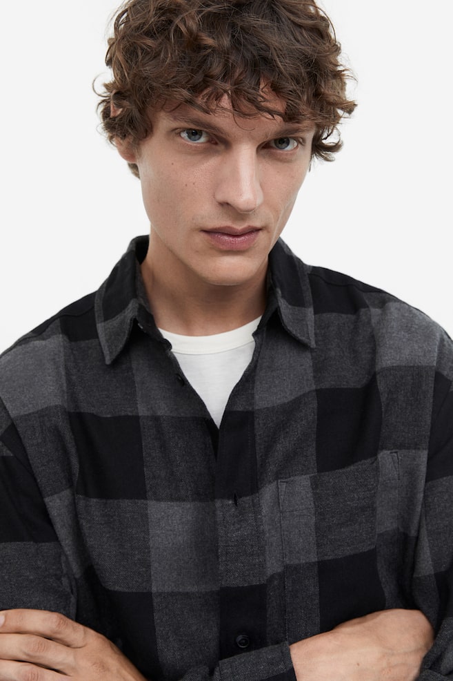Relaxed Fit Flannel shirt - Dark grey/Checked/Black/Checked/Red/Checked/Dark green/Checked - 5