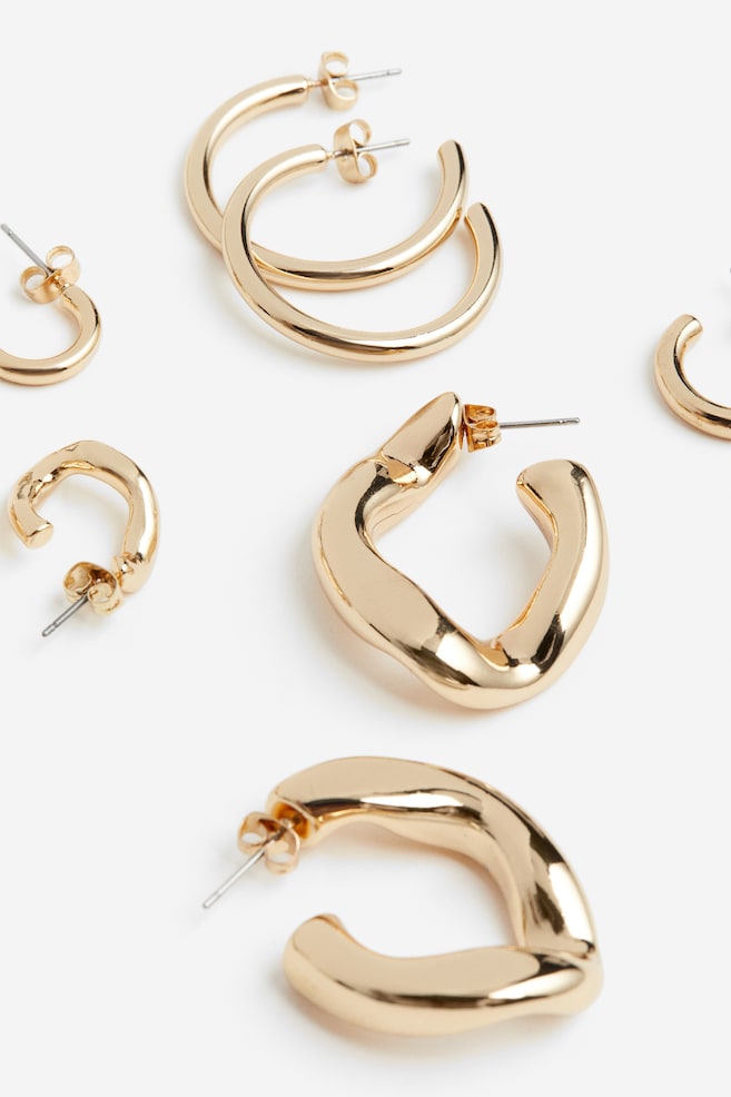 5 pairs hoop earrings - Gold-coloured - 2