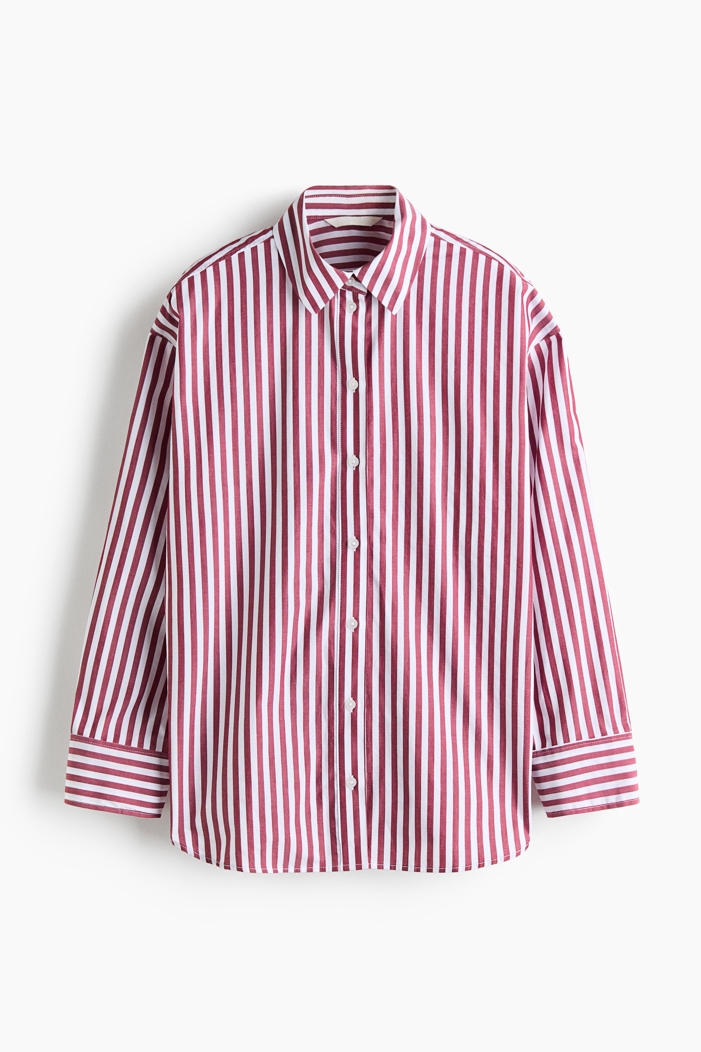 Camisa oversize de popelina - Rojo oscuro/Rayas/Rosa/Rayas/Azul