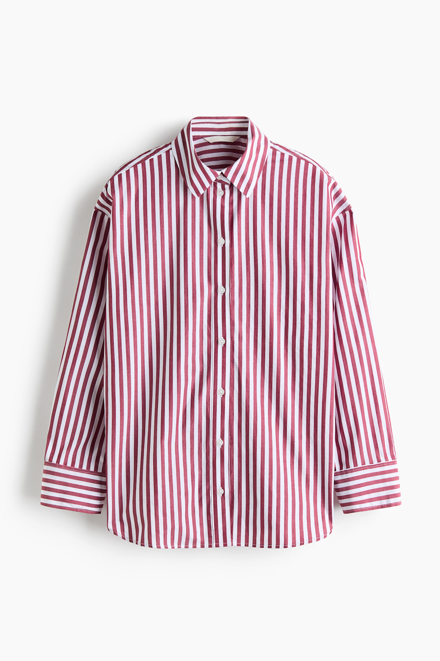 Áo sơ mi poplin dáng thụng - Màu đỏ đậm/Kẻ/Màu hồng/Kẻ/Màu xanh dương - 1