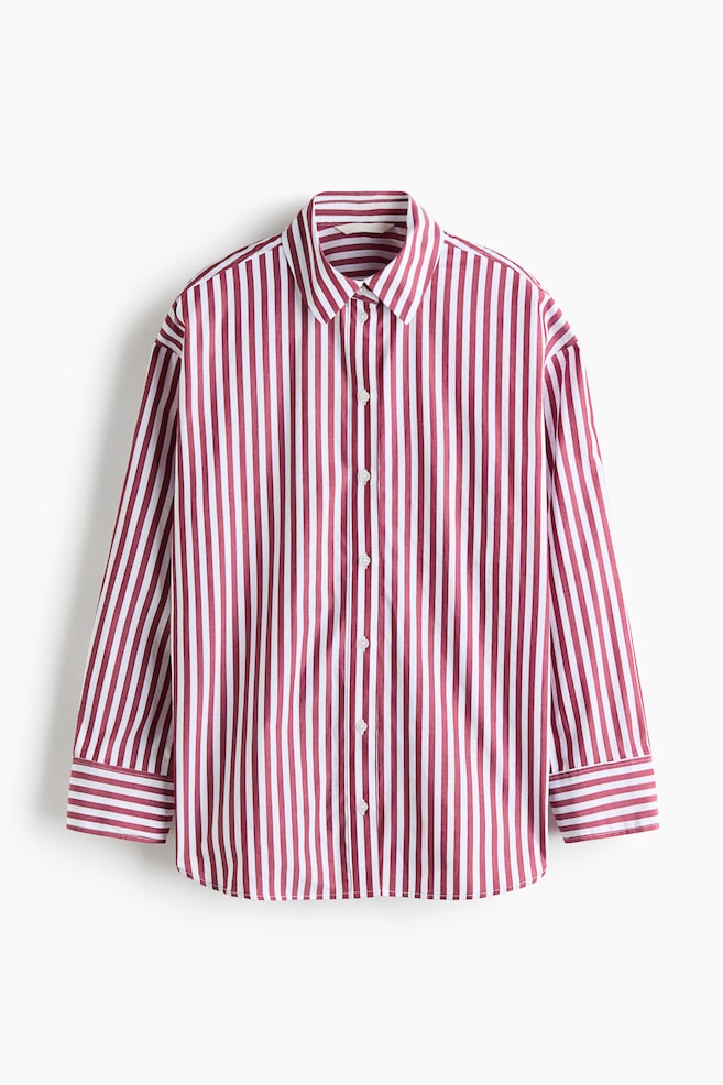 Oversized Poplin Shirt - Dark red/striped/Blue/Pink/striped/Blue/white striped - 1