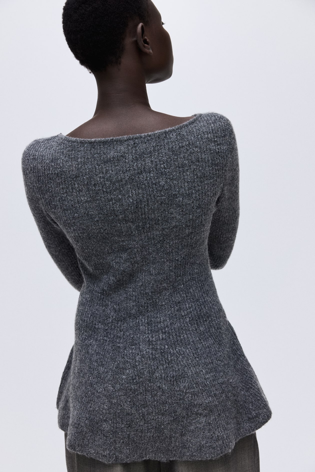 Rib-Knit Peplum Top - image 3
