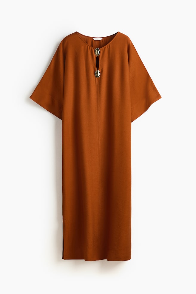 Maxivestido caftán - Marrón teja/Rosa - 1