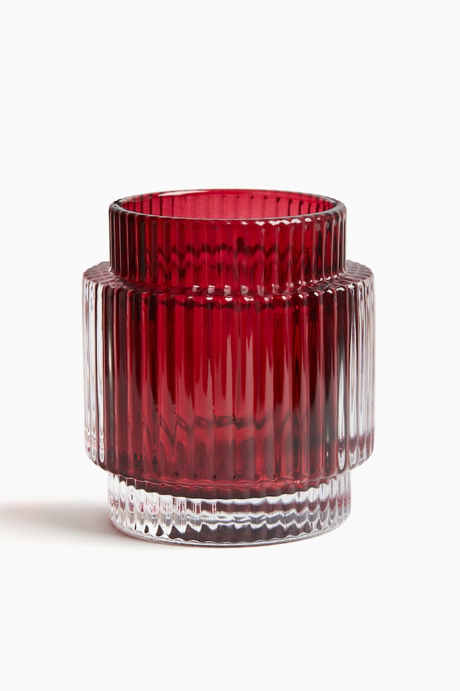 Glazen kaarshouder - Rood - 1