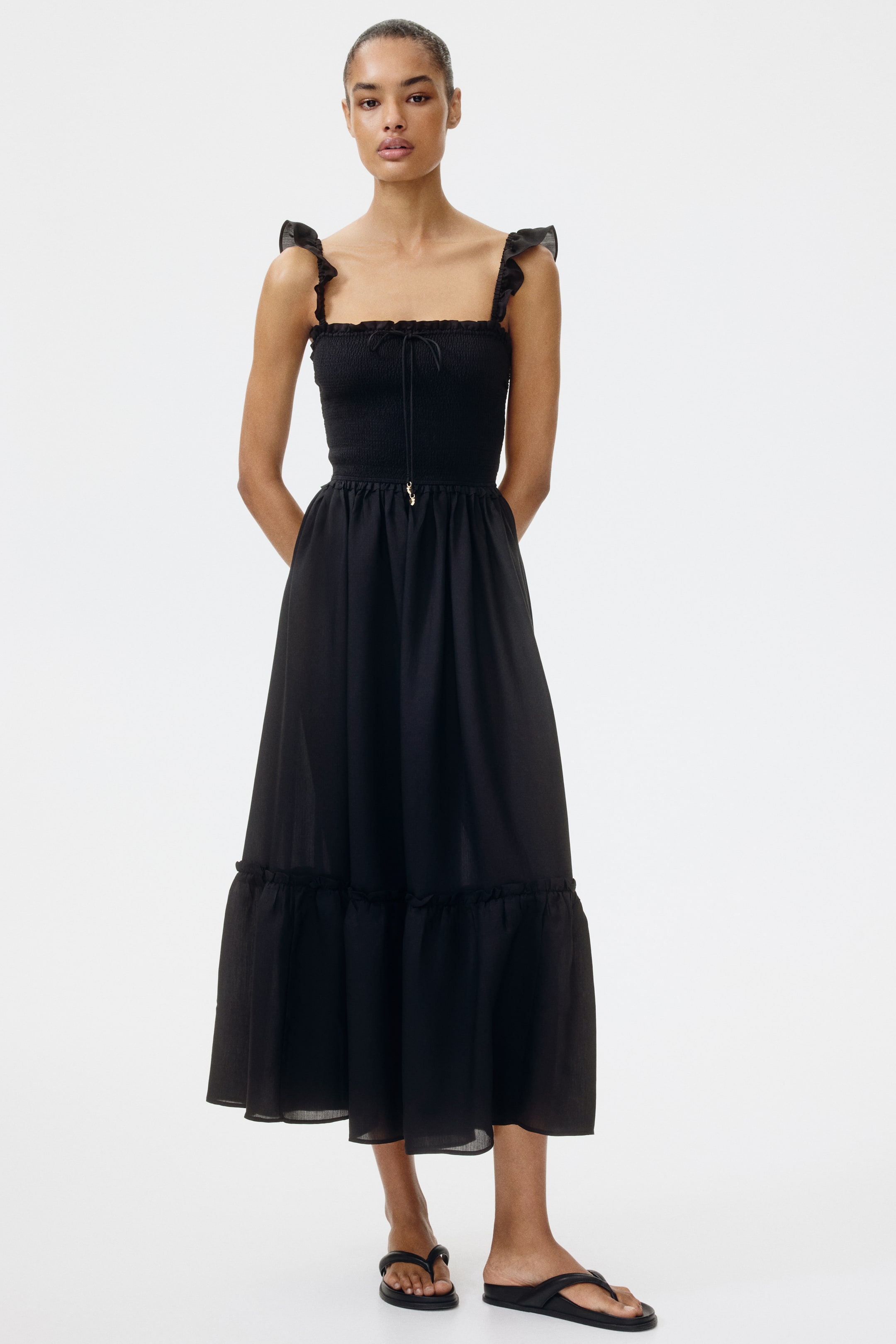Женские платья H&M Ruffle-Trimmed Smocked-Bodice Dress — фото 5