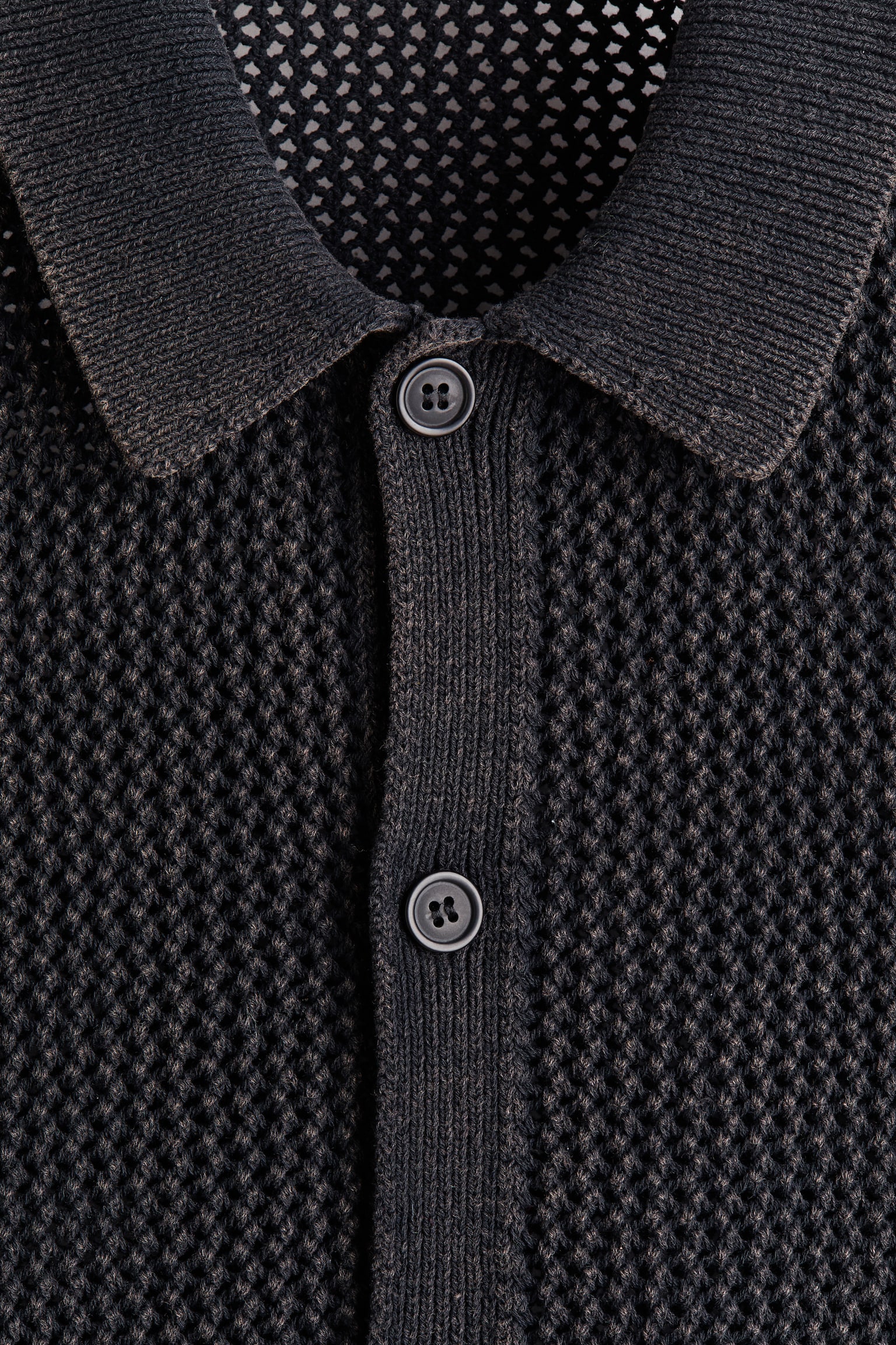 Мужская рубашка H&M Relaxed-Fit Open-Knit, цвет: Чёрный — фото 6
