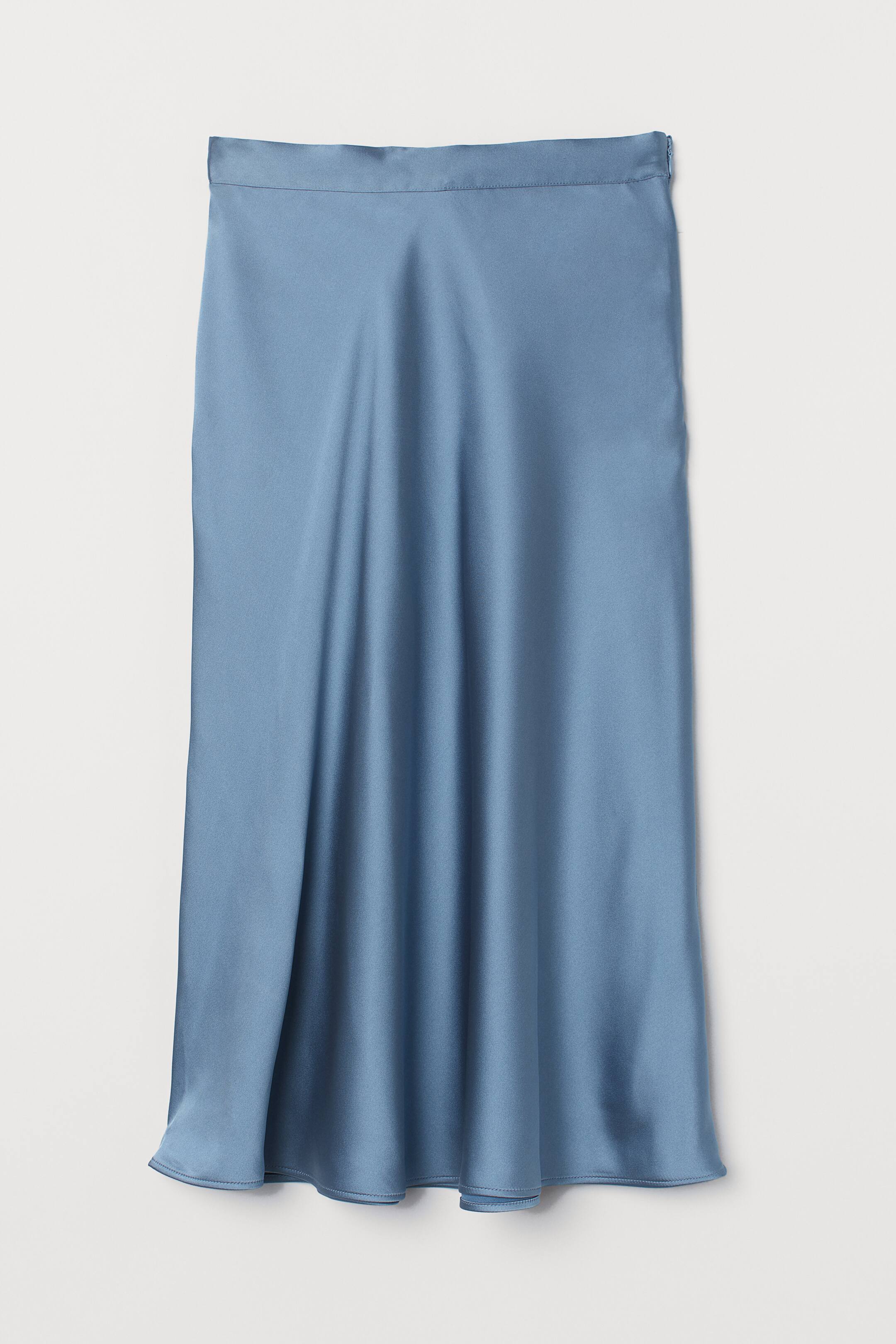 Calf-length Skirt - High waist - Midi - Light blue - Ladies | H&M US