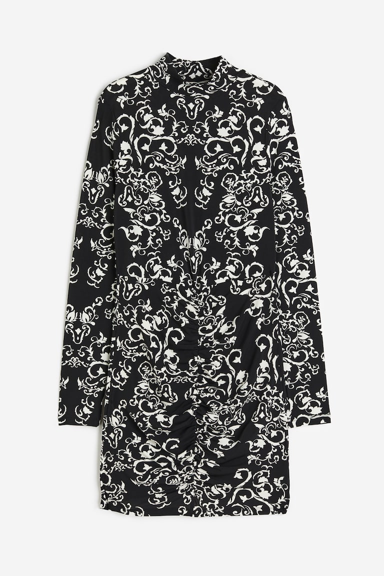 gathered bodycon dress h&m Women's Black Gathered bodycon dress