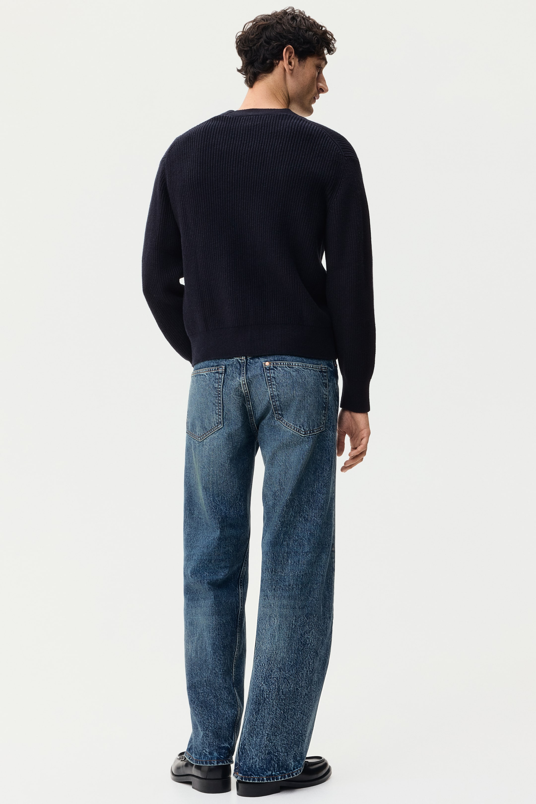 이미지 확대 보기: 리브니트 가디건 릴랙스핏 - 네이비 블루 - Men | H&M KR 4