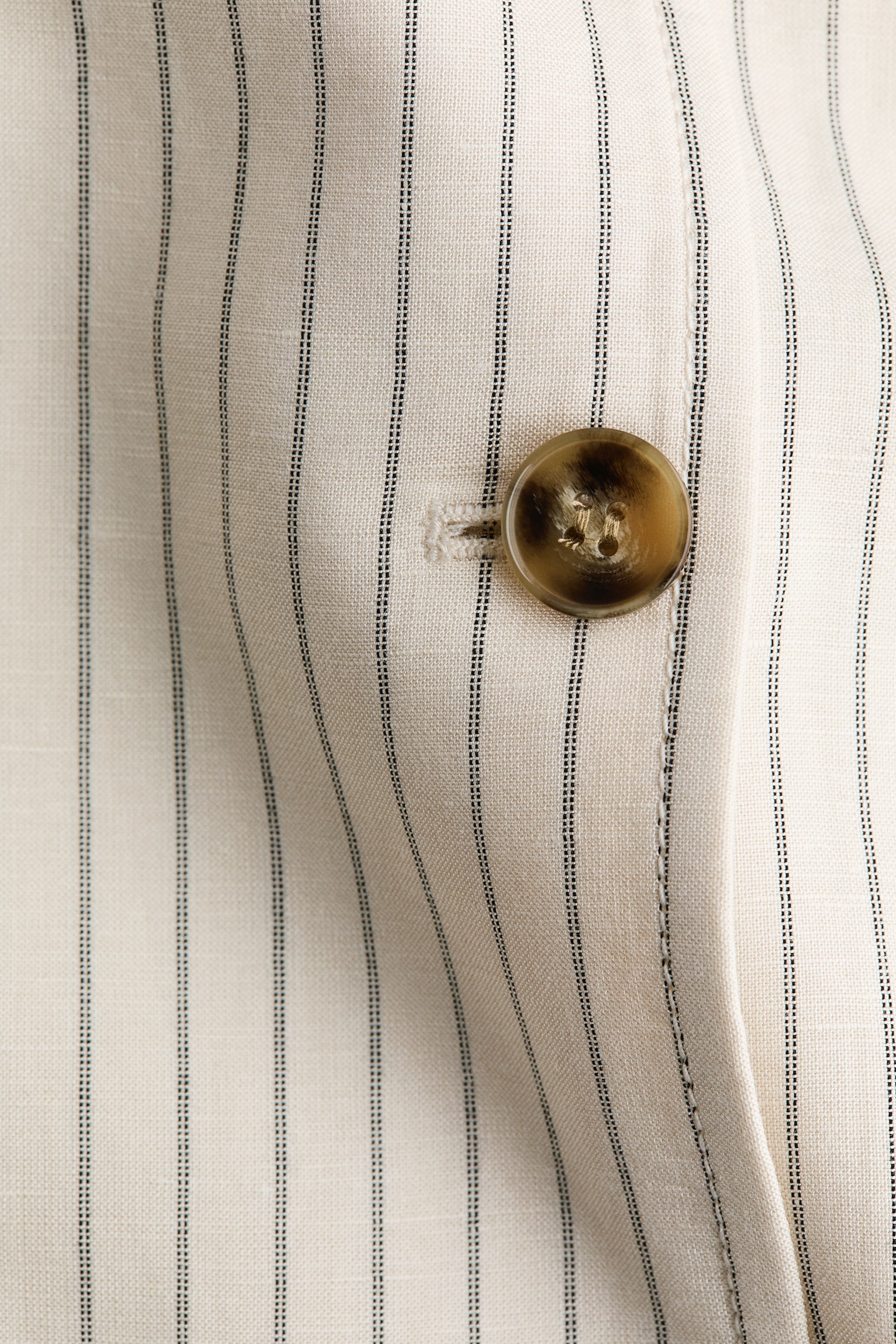 Linen-blend blazer dress - Cream/Striped/Red - 2