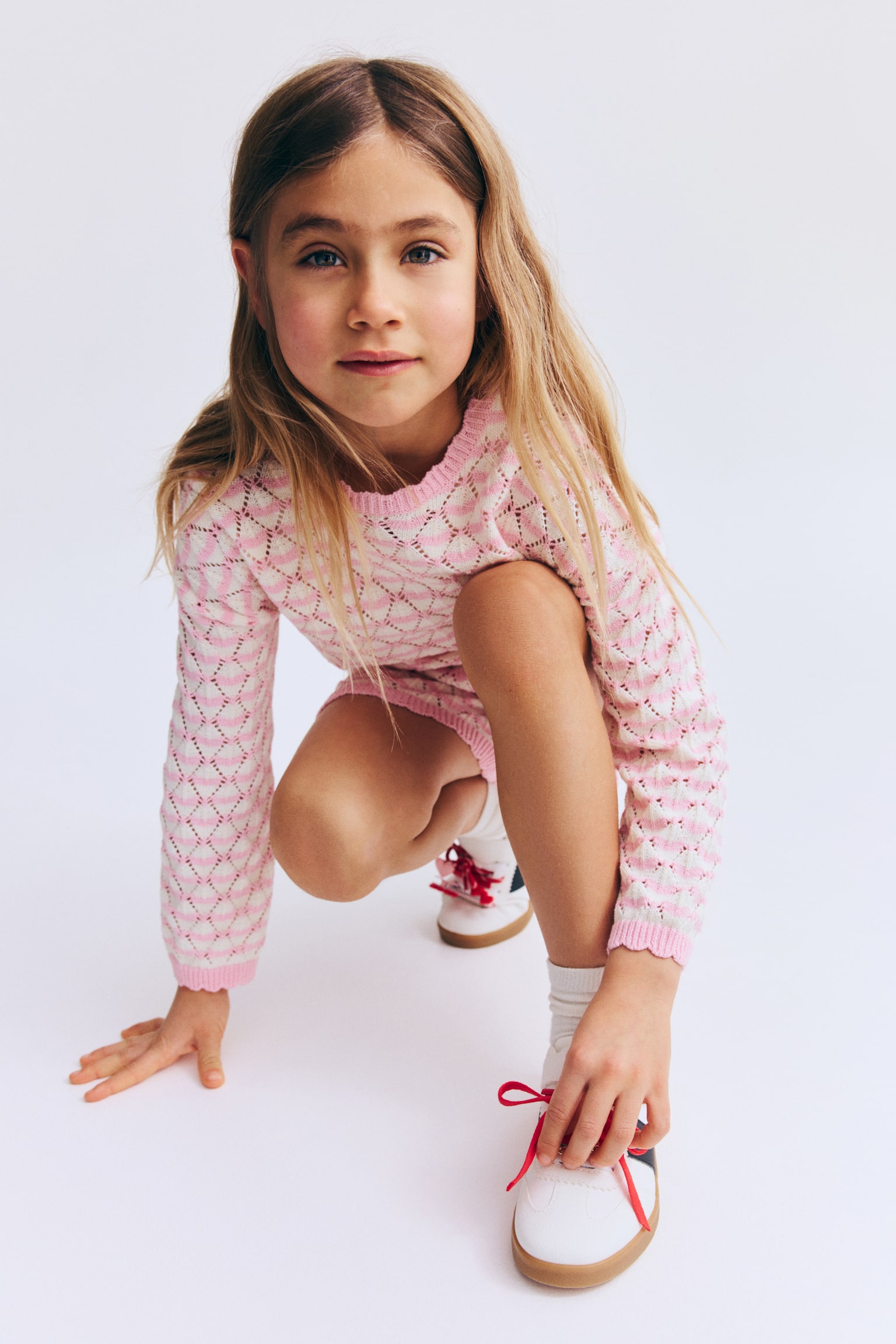 2-piece pointelle-knit set - Light pink/Striped - 4