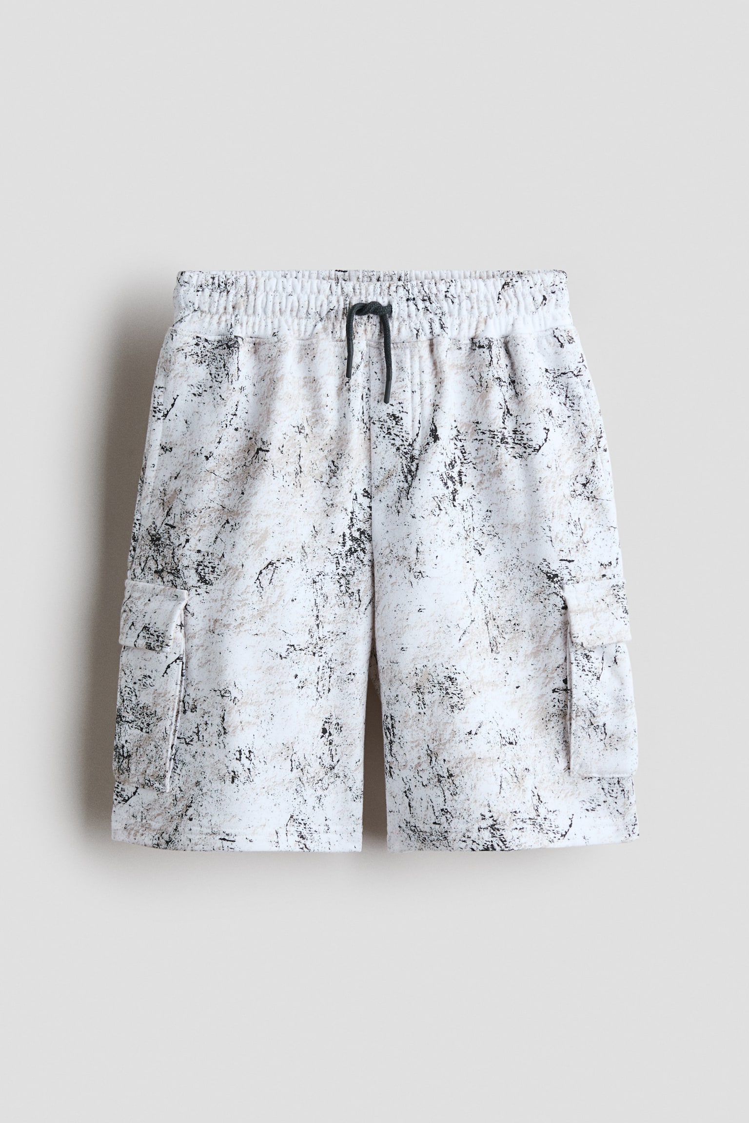 Shorts cargo in felpa - Bianco/marmorizzato/Marrone scuro - 1