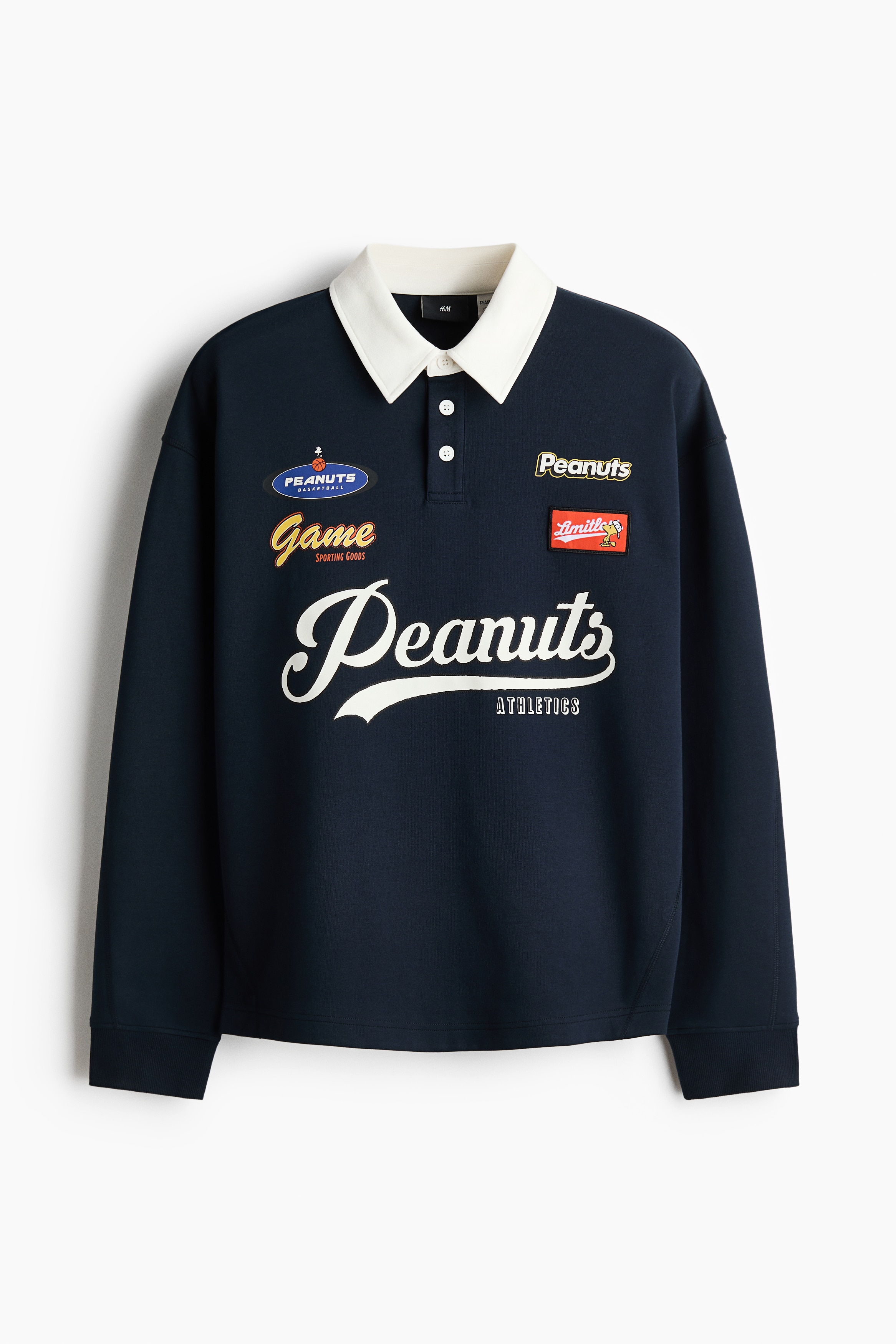 Loose Fit Printed rugby shirt - Navy blue/Snoopy/Light grey marl/Snoopy