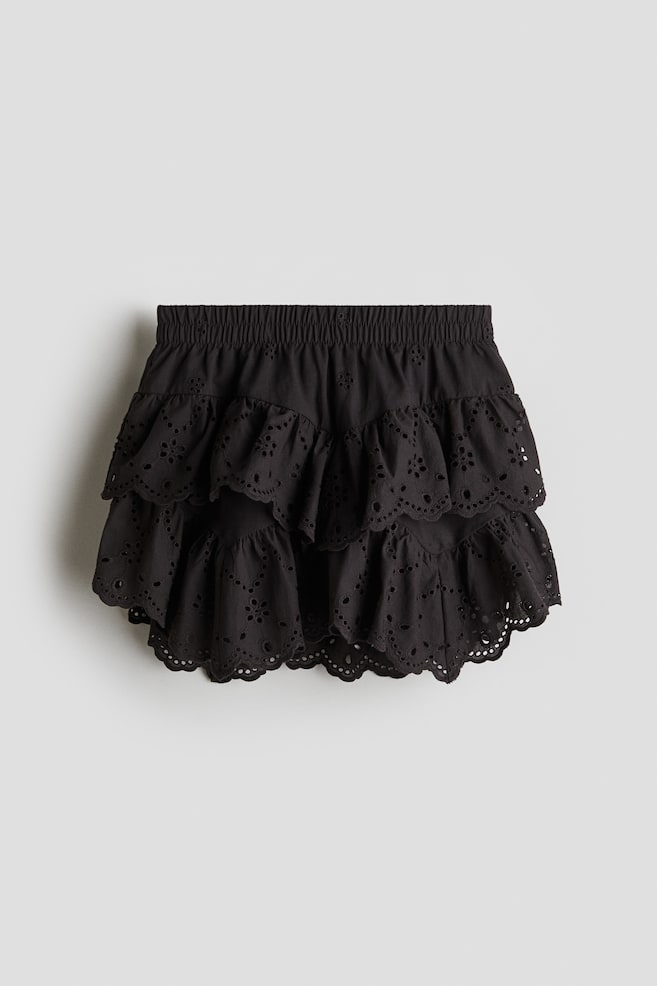 Falda de algodón con bordado inglés - Negro/Blanco/Rosa claro/Azul claro - 1