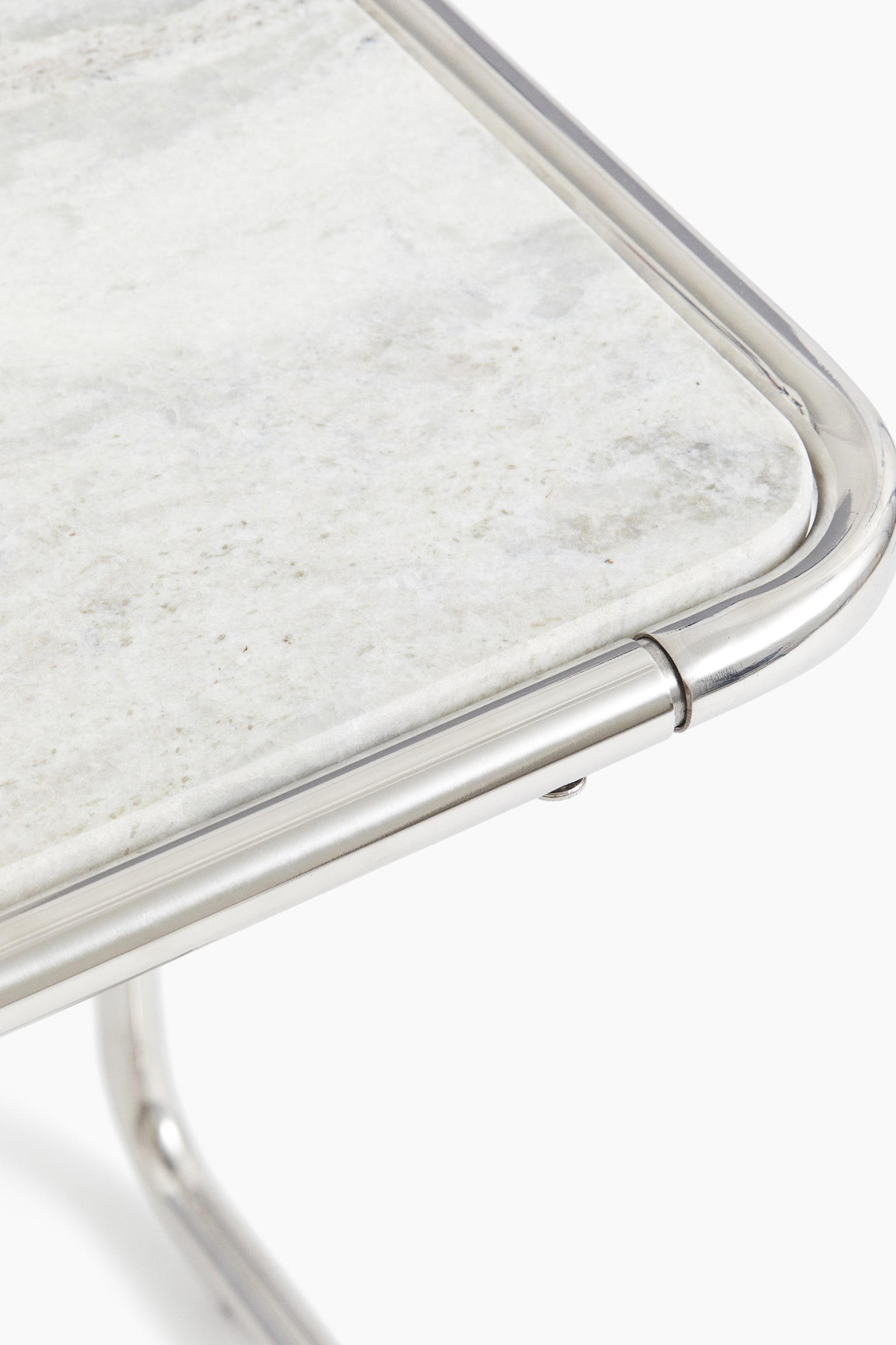 Marble-topped side table - Silver-coloured - 4