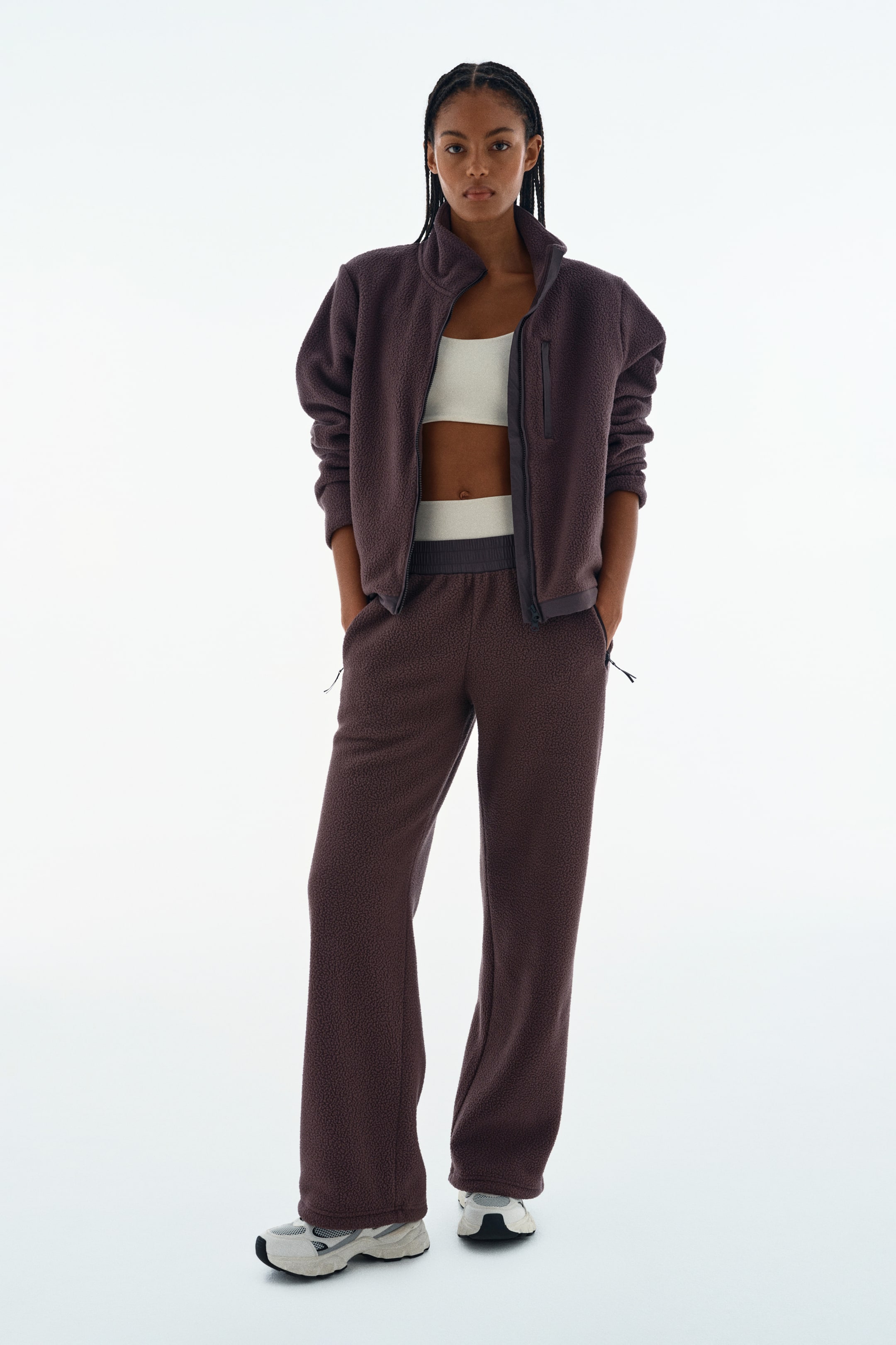 View larger image: Warming sports teddy trousers with ThermoMove™ - Dark heather - Ladies | H&M 1