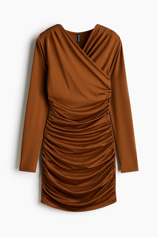 Robe en jersey à effet drapé - Marron/Noir/Rouge/Blanc/motif zébré - 1