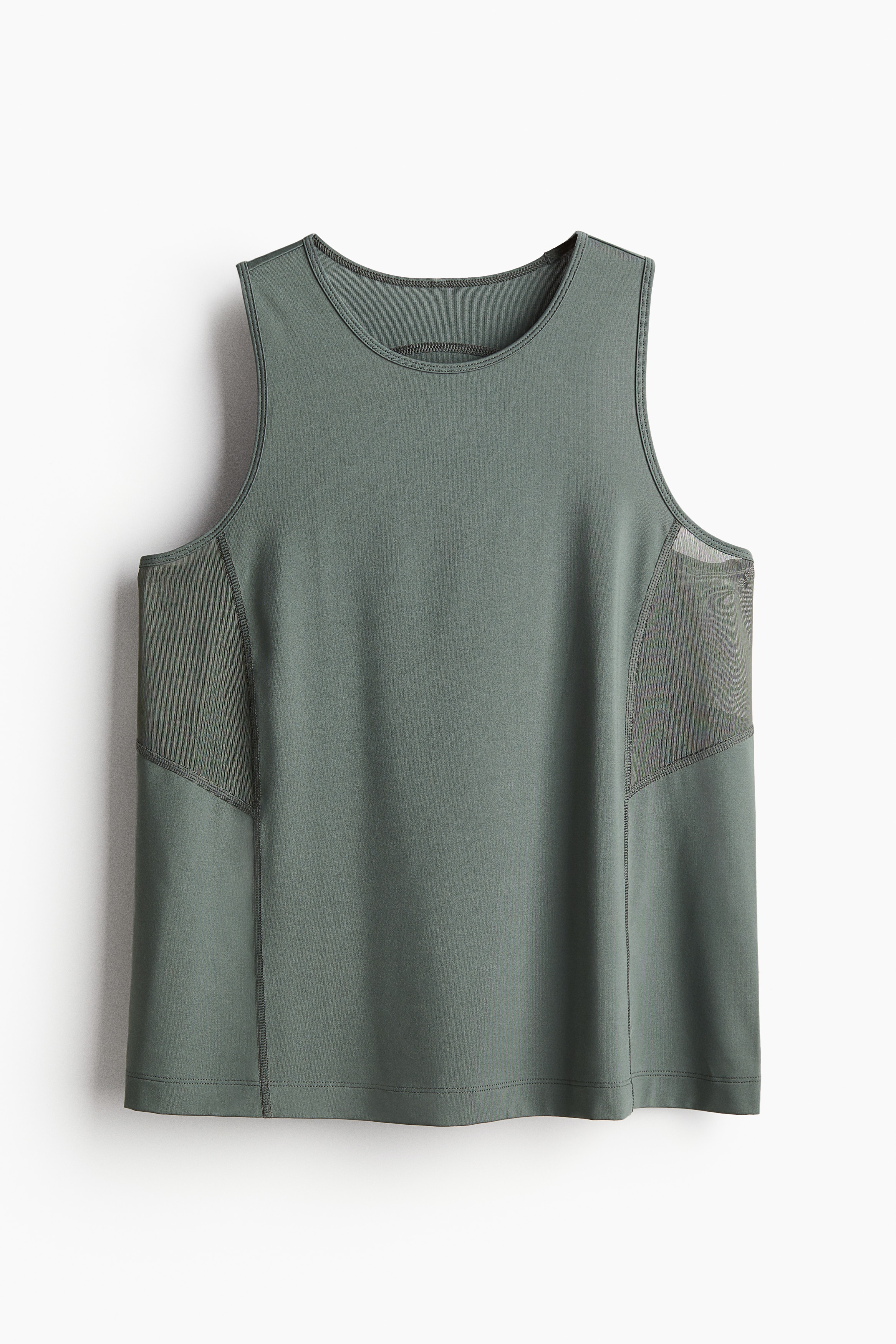 DryMove™ Sports Tank Top - Round Neck - Sleeveless - Dark khaki 