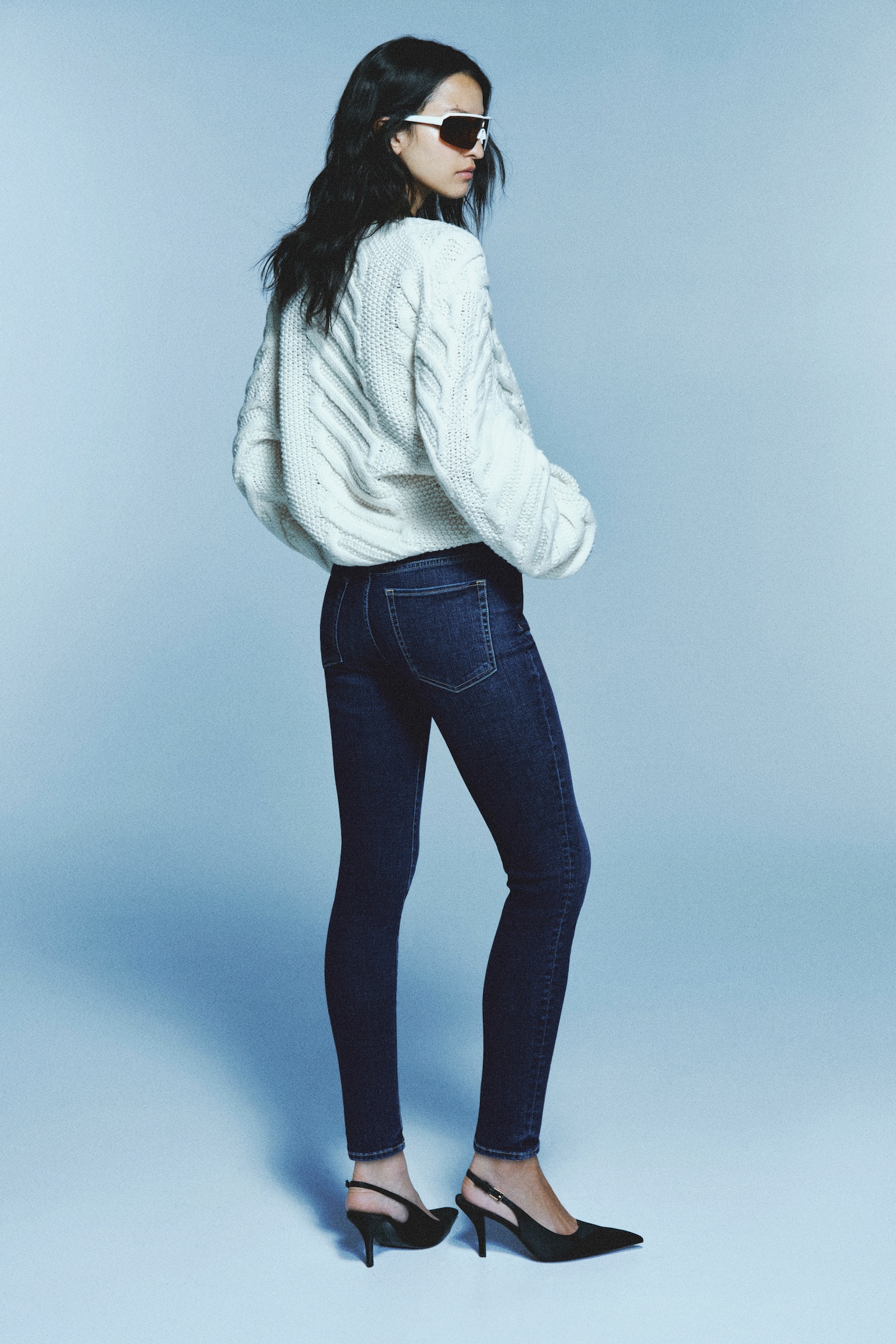 Женские джинсы H&M Skinny High, цвет: Тёмный джинсовый синий — фото 4