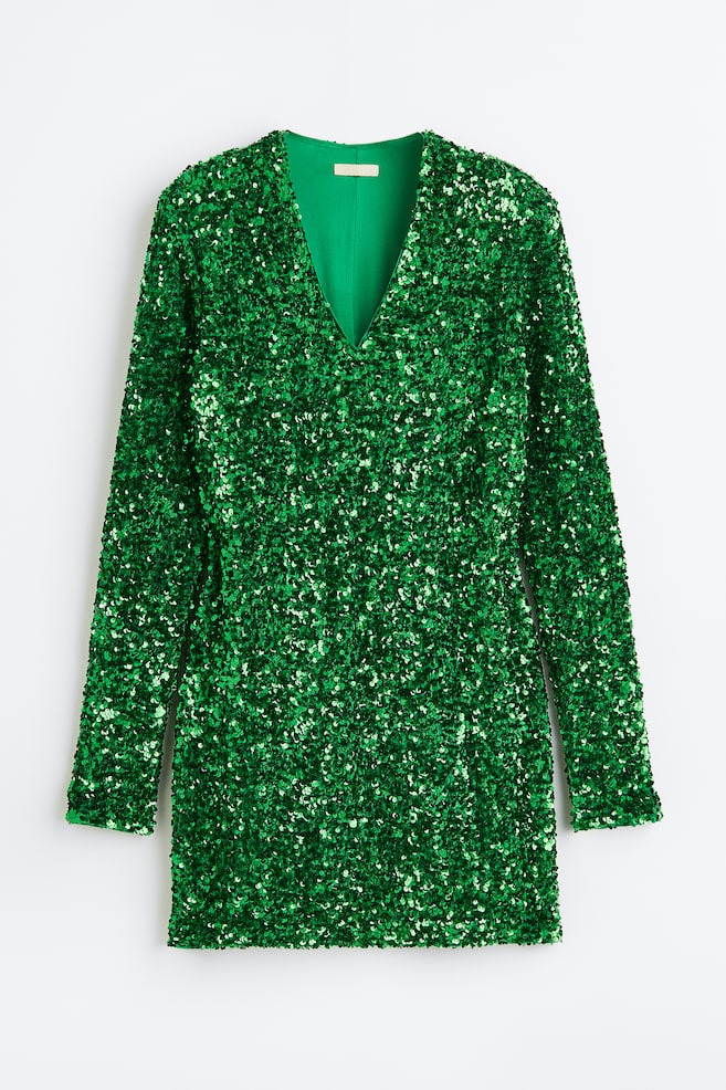 Sequined bodycon dress - Green/Sequins - 2