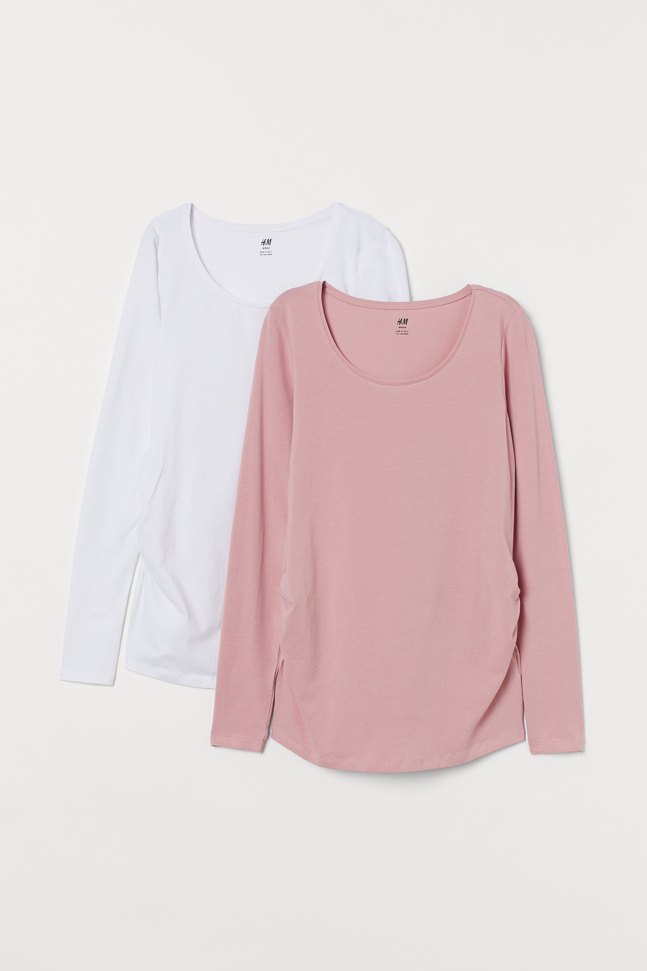 View larger image: MAMA 2-pack jersey tops - White/Powder pink - Ladies | H&M HK 1
