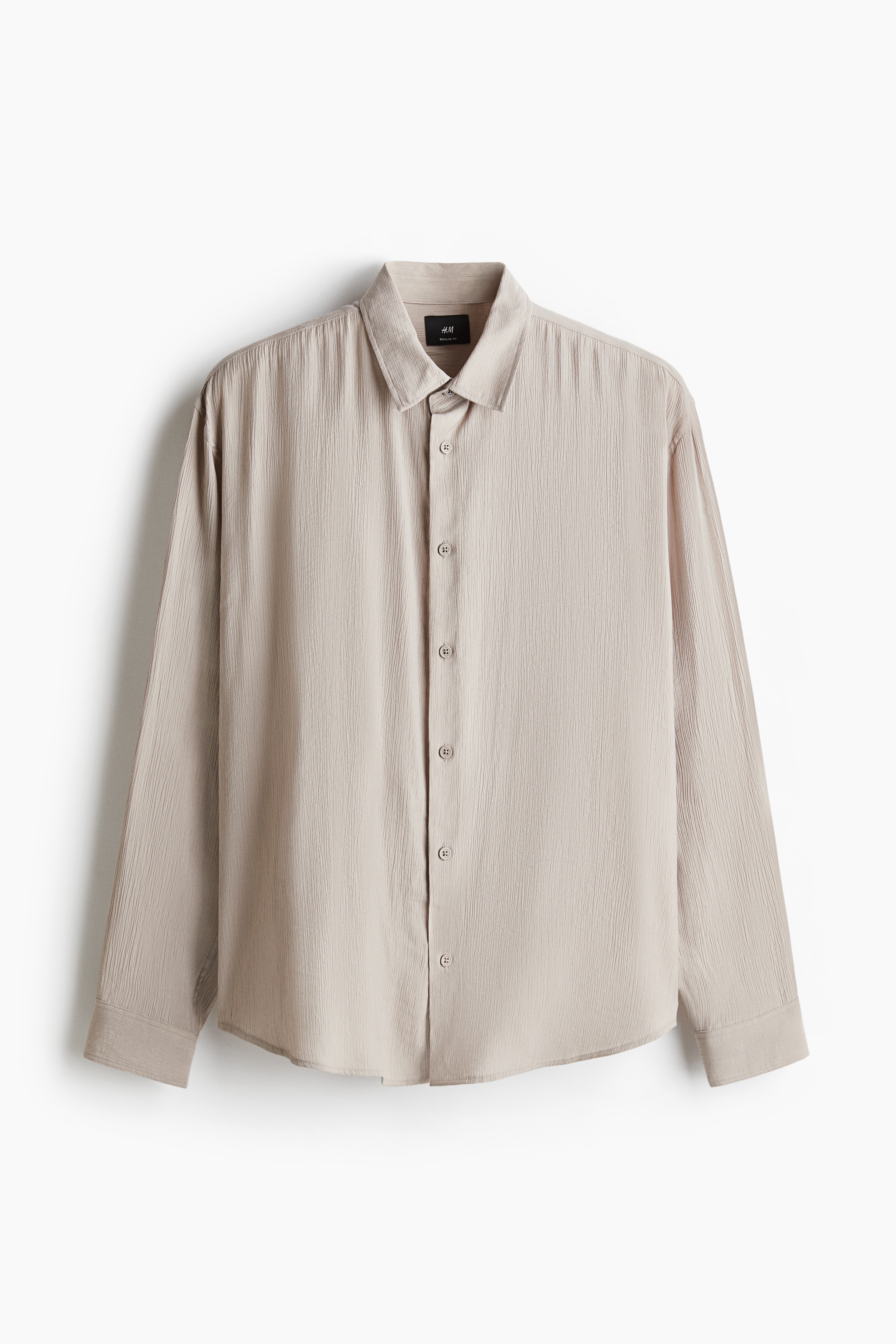 Regular-Fit Crinkled Shirt - Taupe/Black