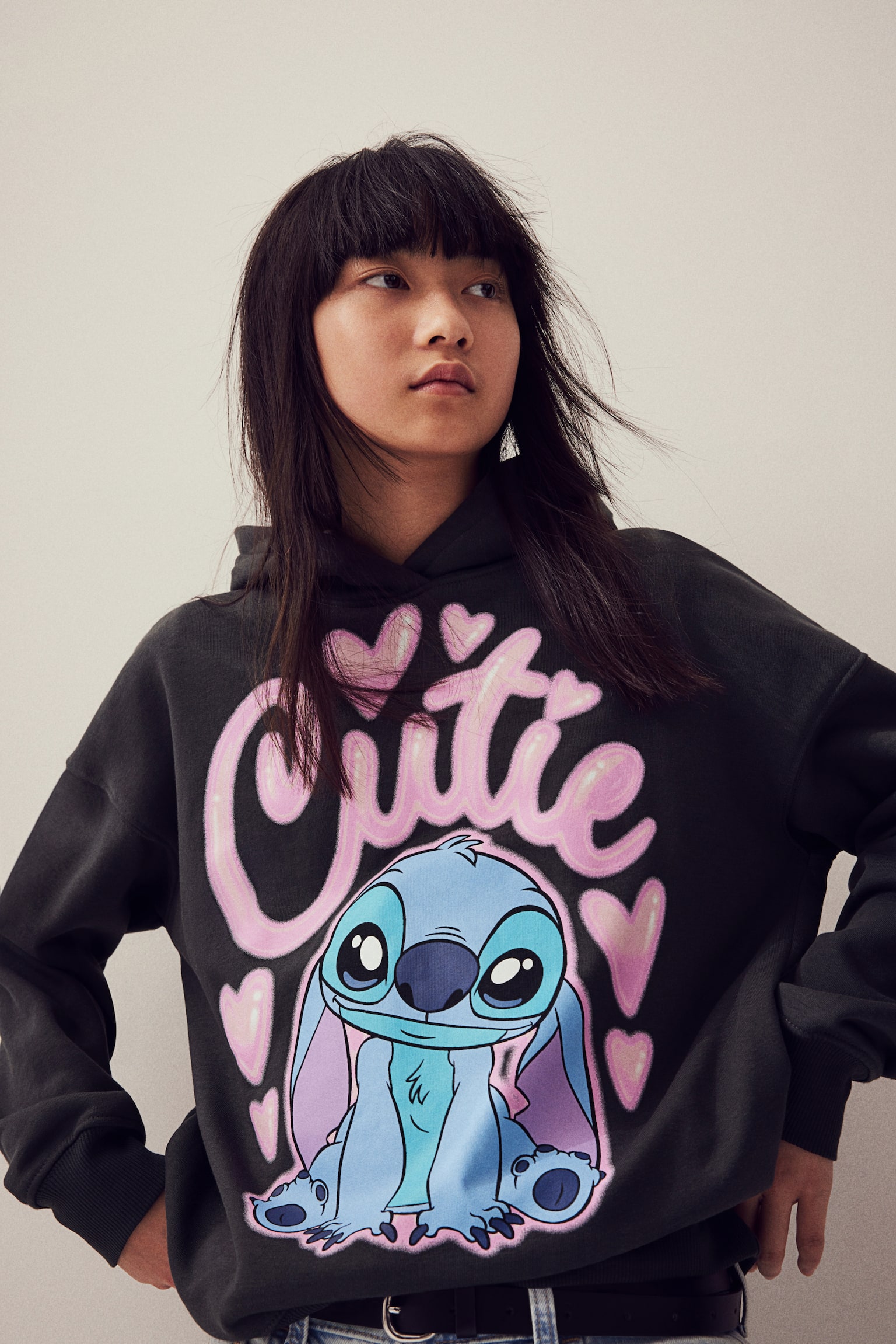 Oversized printed hoodie - Dark grey/Lilo & Stitch - 4