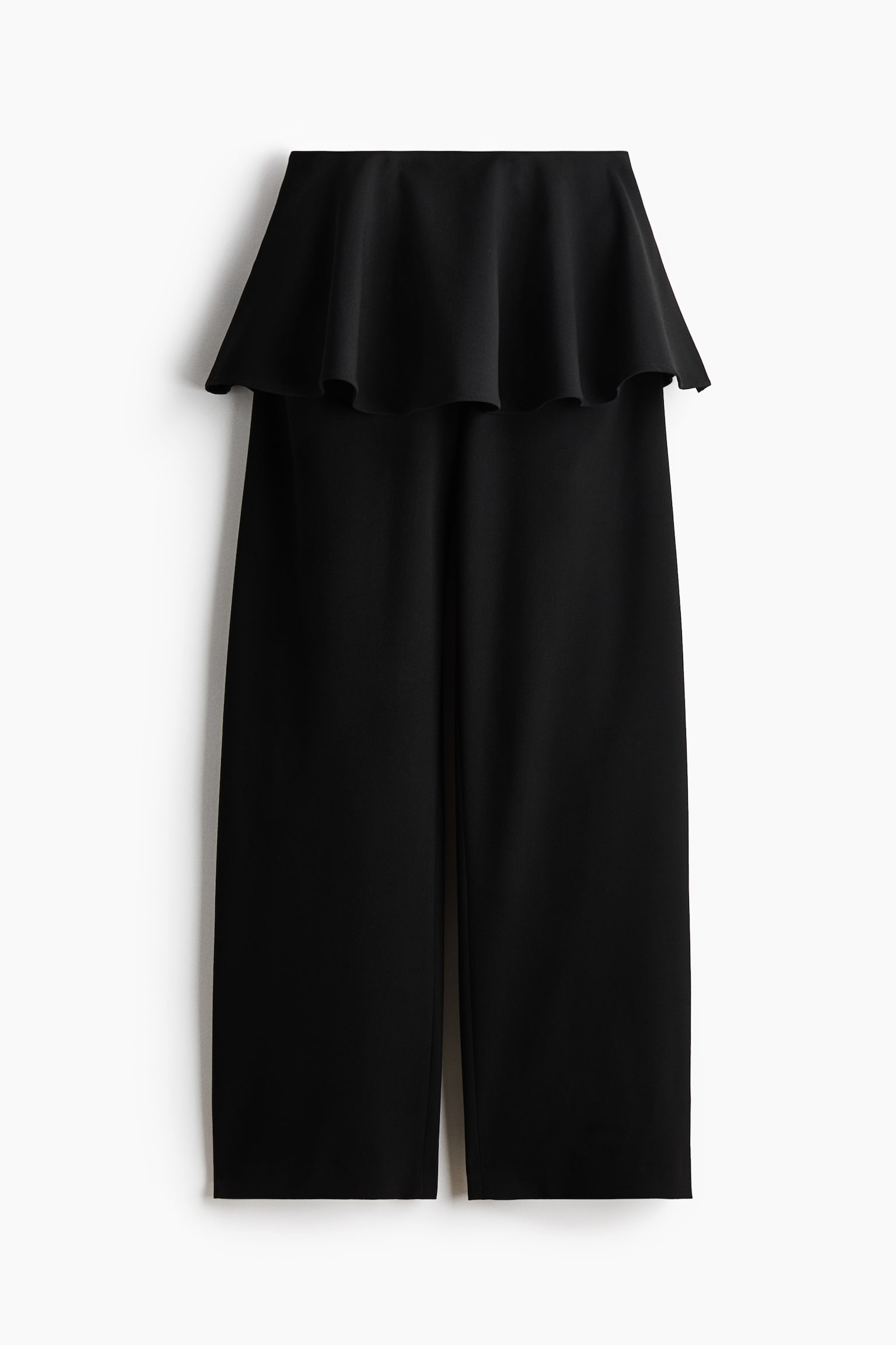 Skirt-layered barrel-leg trousers - Black - 1