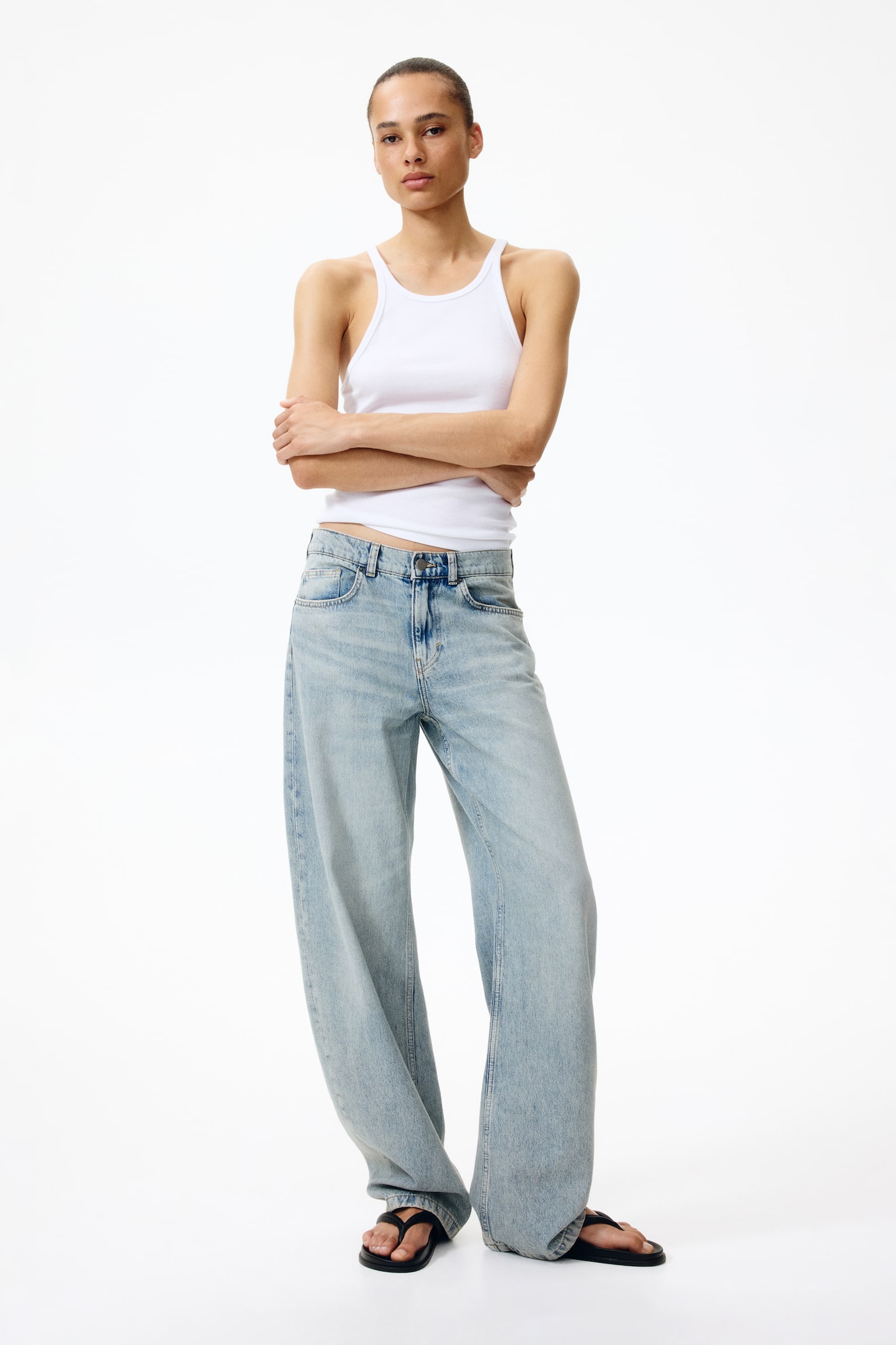 Barrel Regular Waist Jeans - Svetla teksas plava - 1