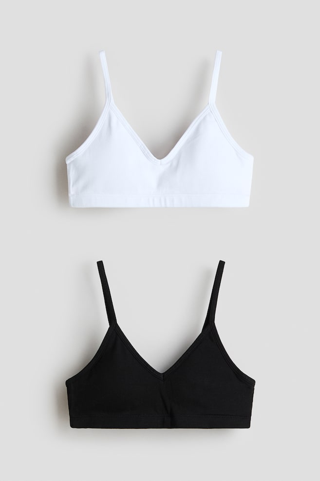 2er-Pack Wattierte Crop-Tops - Weiß/Schwarz/Cremefarben/Geblümt/Dunkles Mattblau/Geblümt/Mattrosa/Dunkelgrau - 1