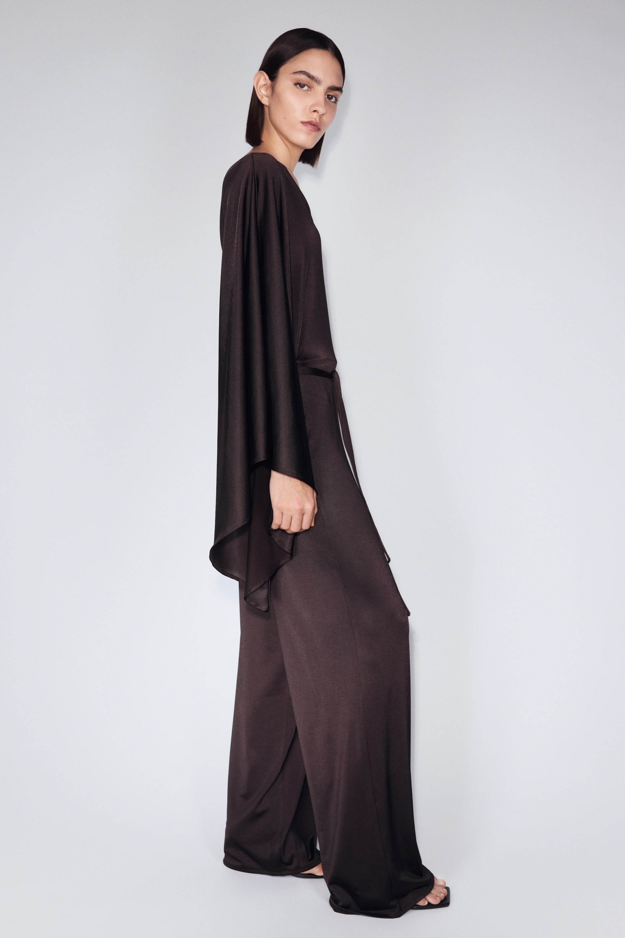 Tie-Belt One-Shoulder Jumpsuit