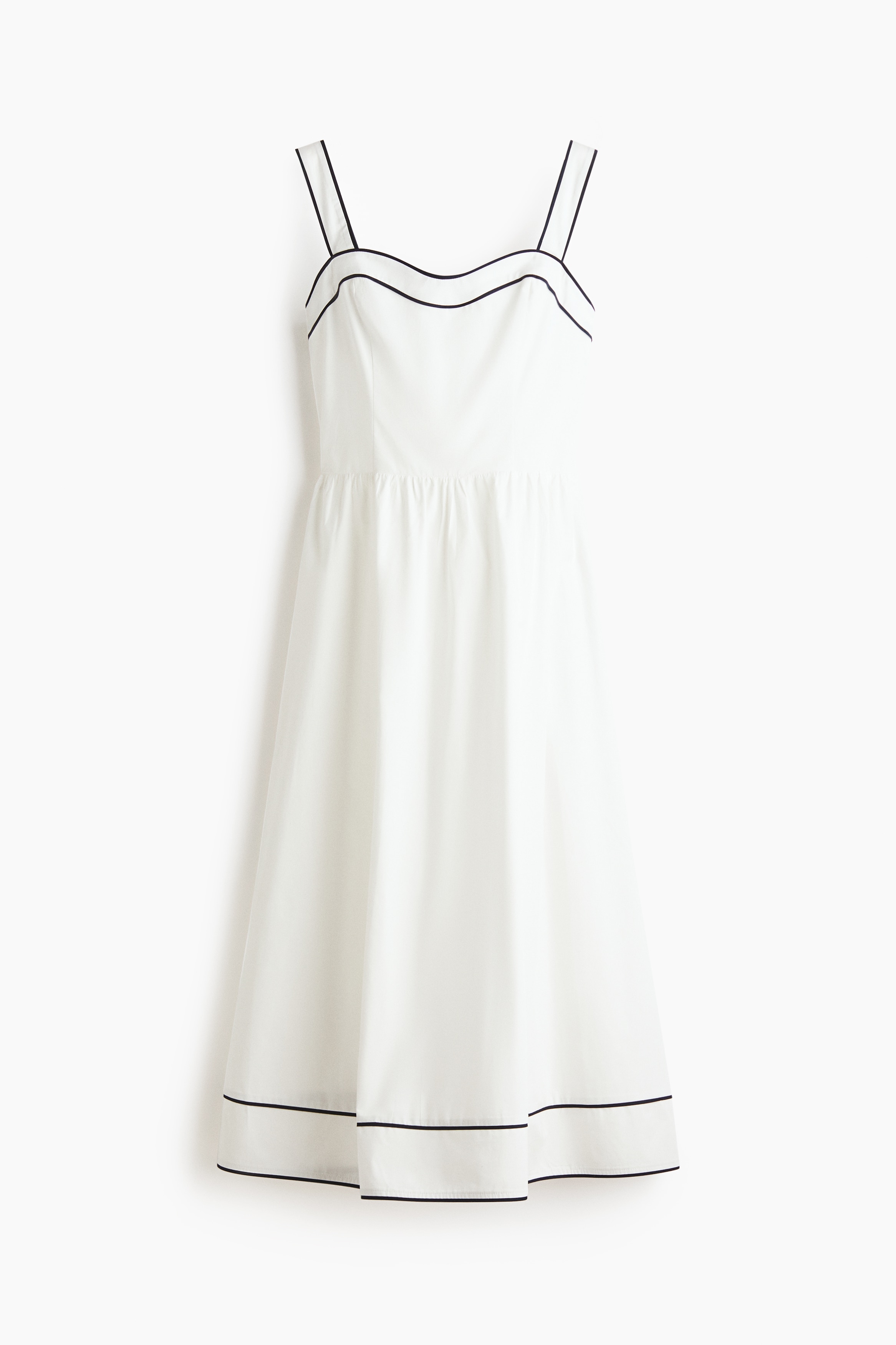 Cotton Dress with Flared Skirt - White