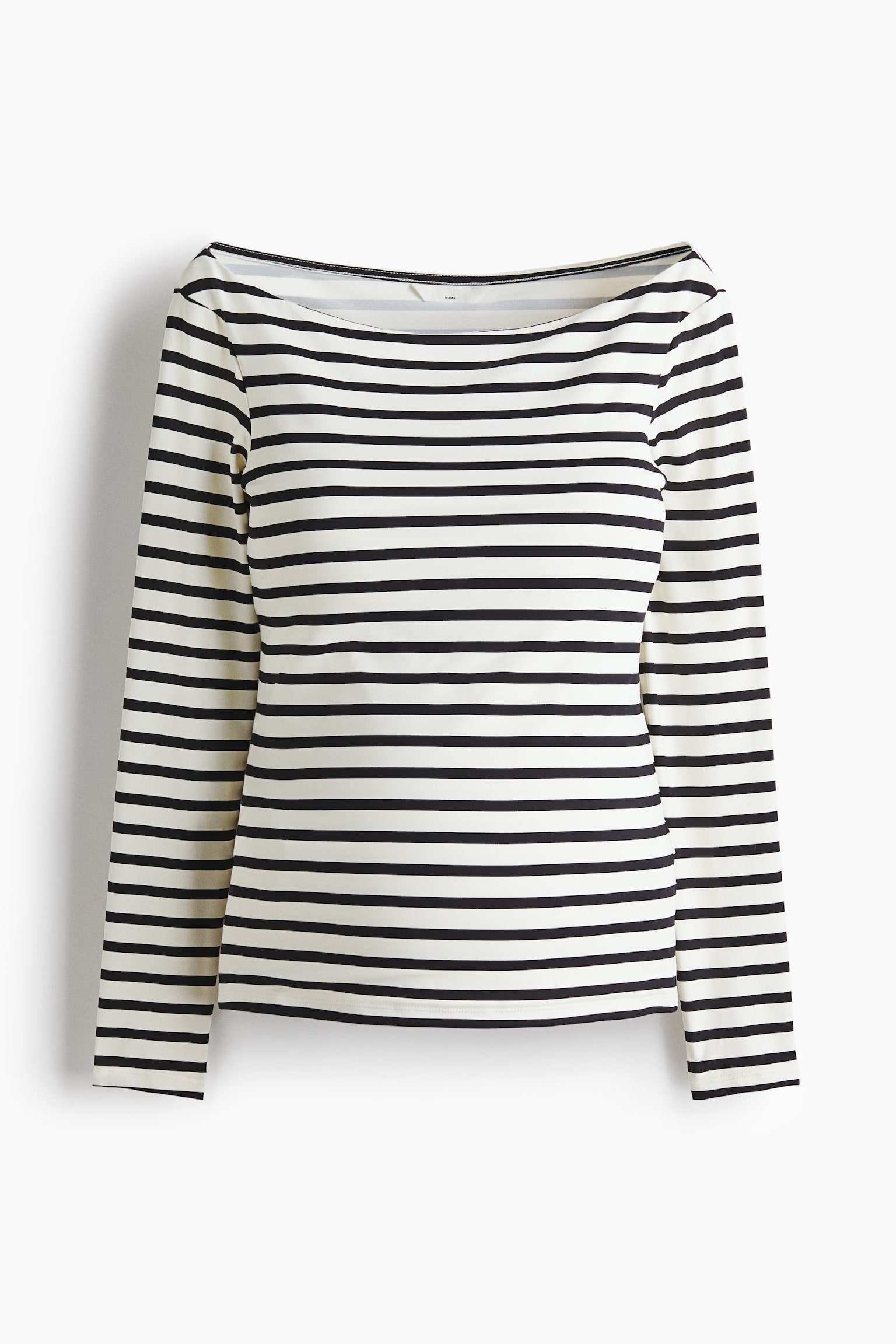 MAMA Boat-neck top - White/Black striped/Black